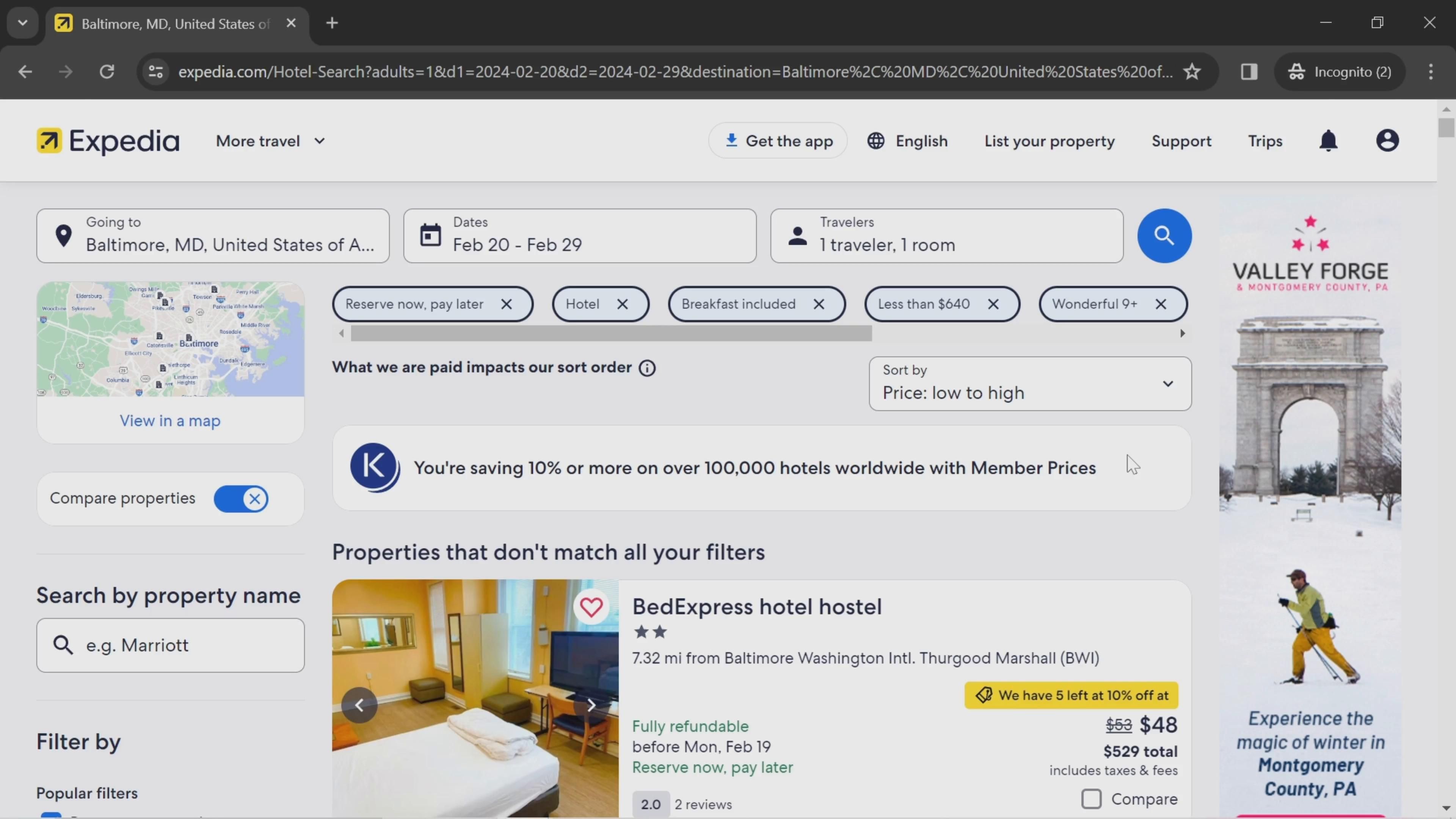 Expedia screenshot