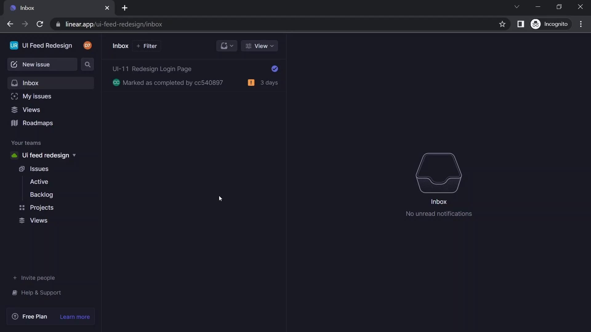 Linear screenshot