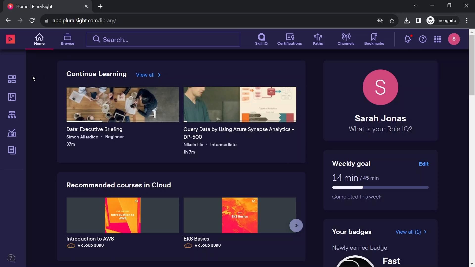 Pluralsight screenshot