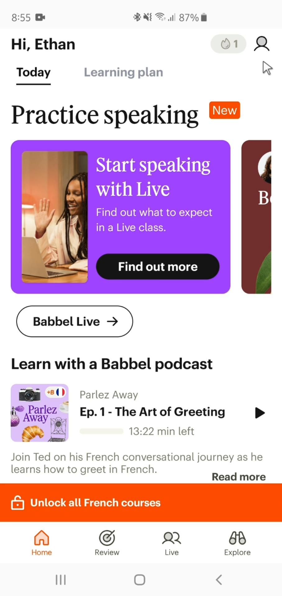 Babbel screenshot