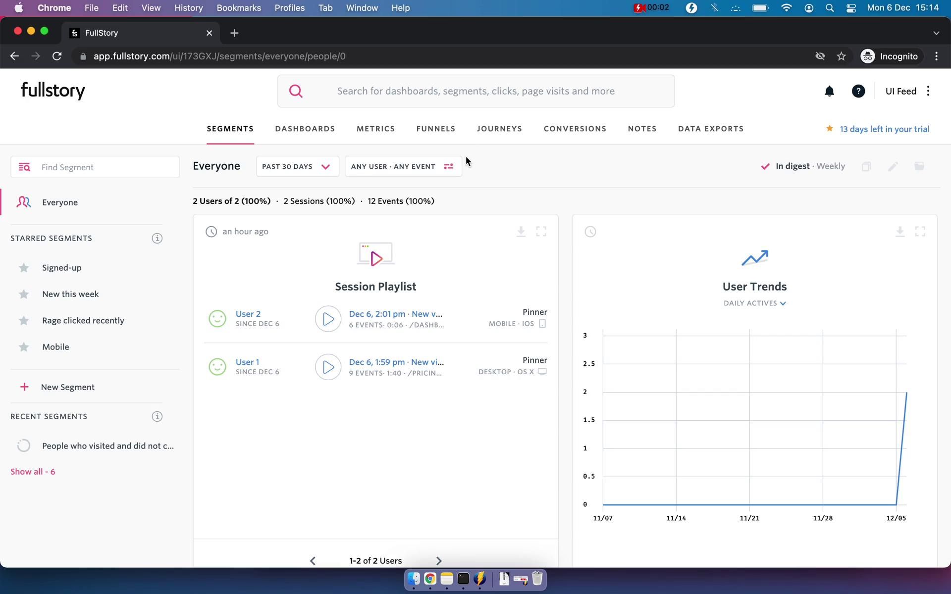 Fullstory screenshot