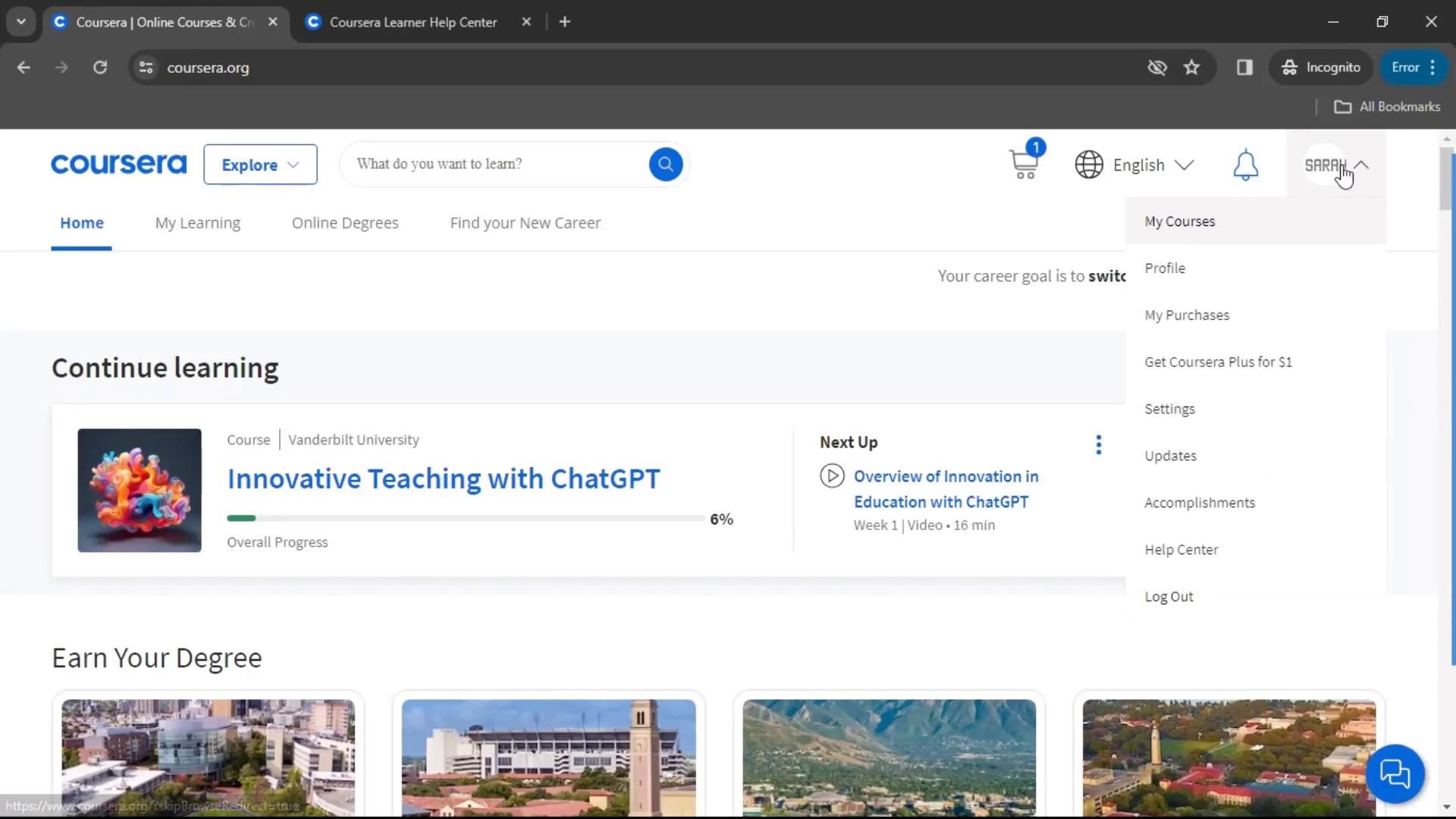 Coursera screenshot