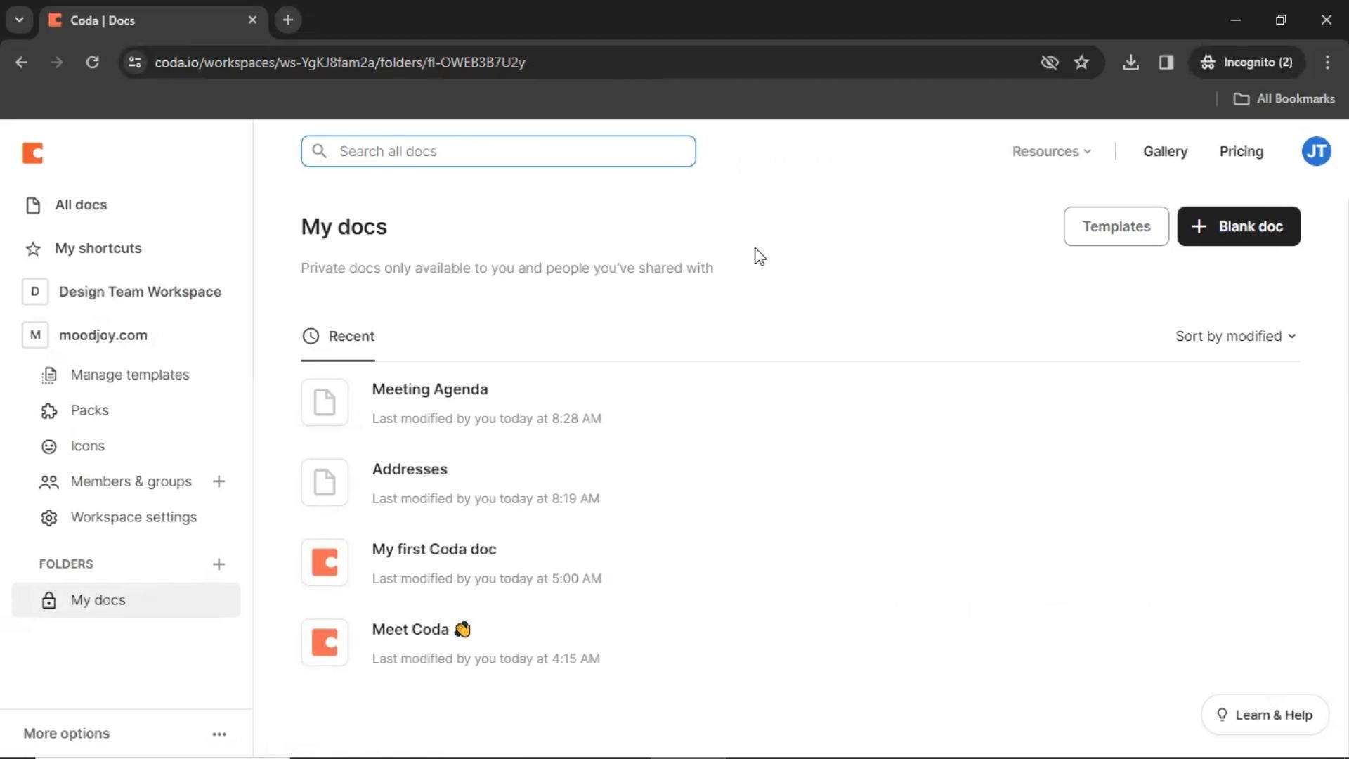 Coda screenshot