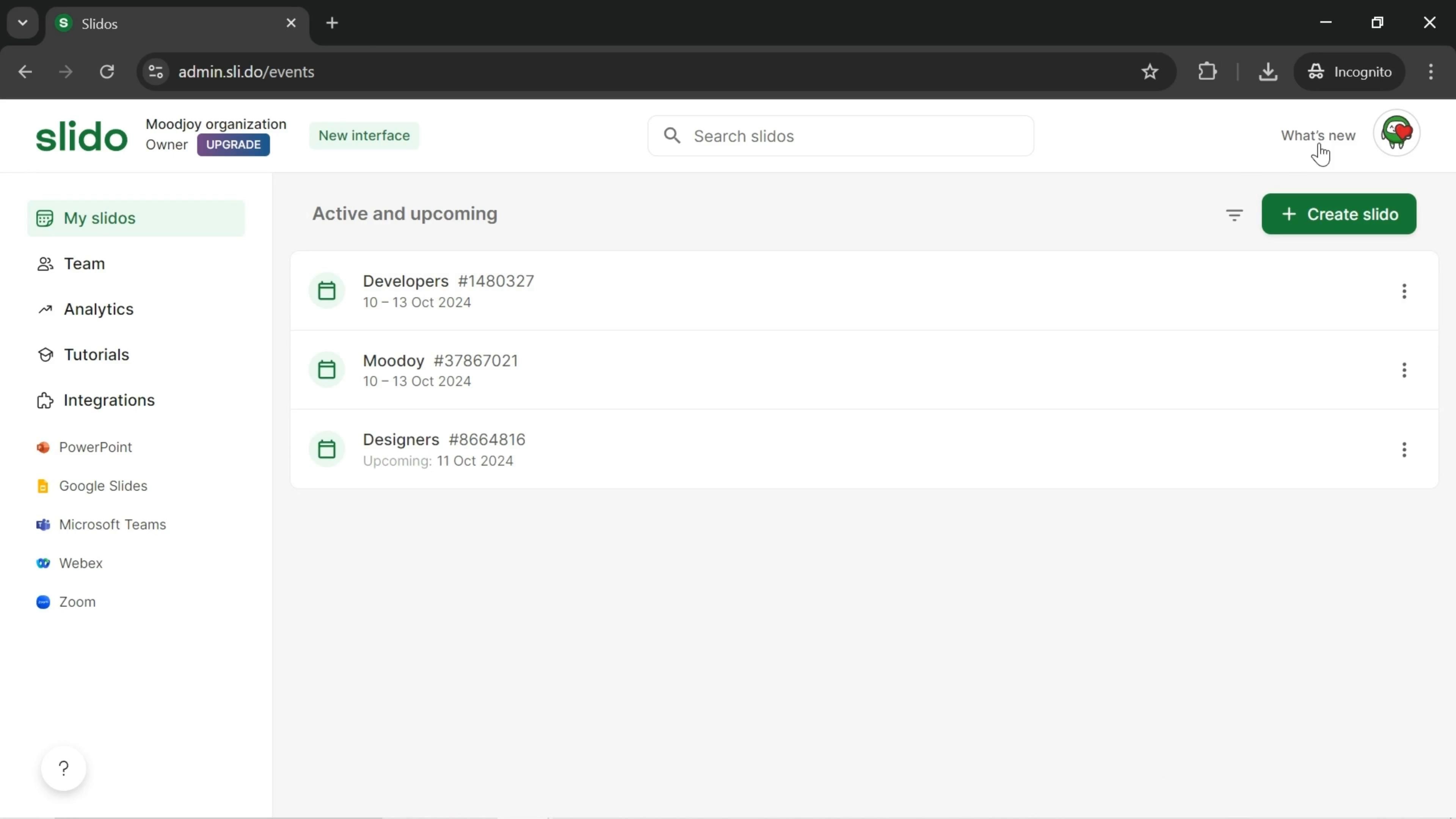Slido screenshot