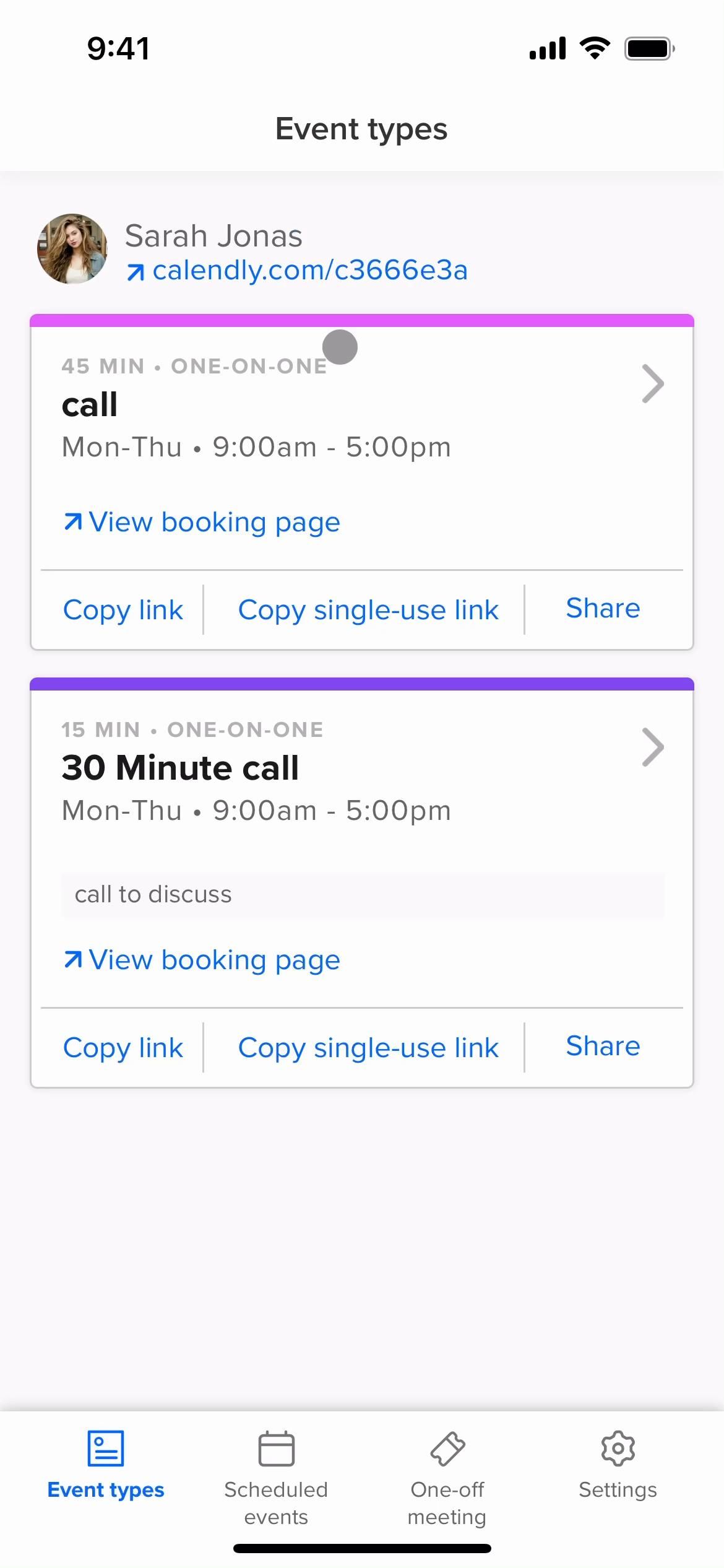 Calendly screenshot
