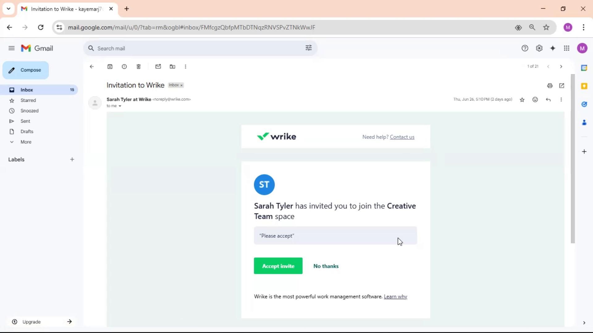 Accepting an invite on Wrike video thumbnail