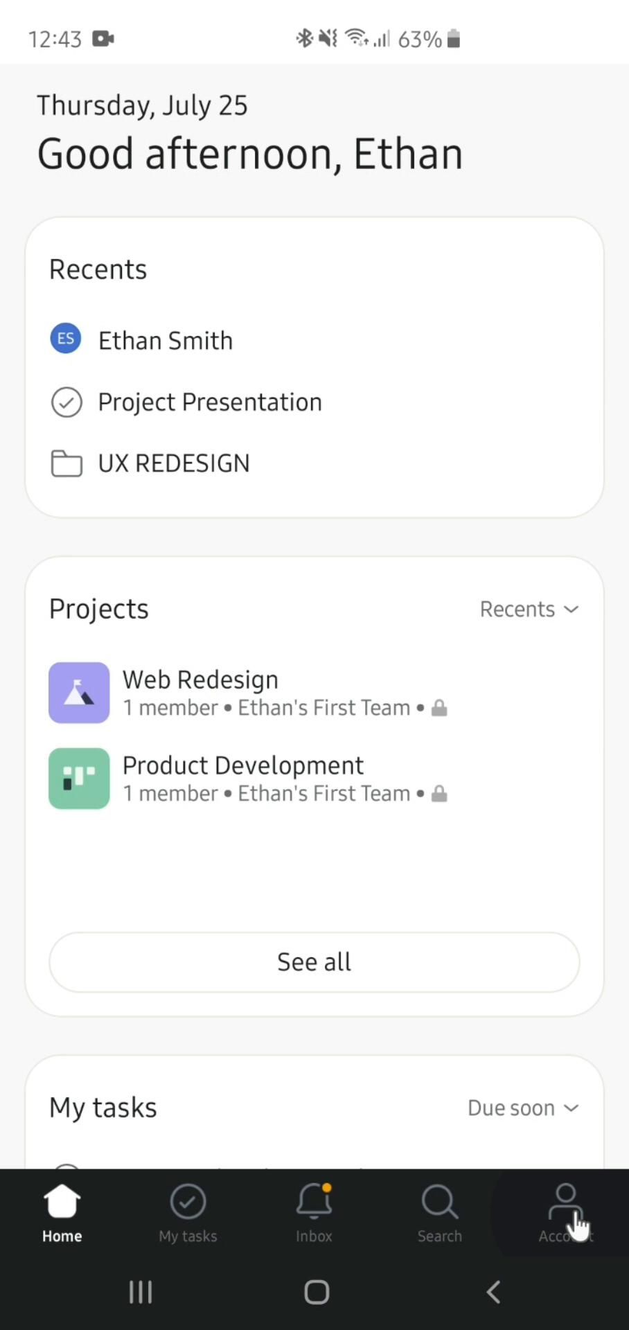 Asana screenshot