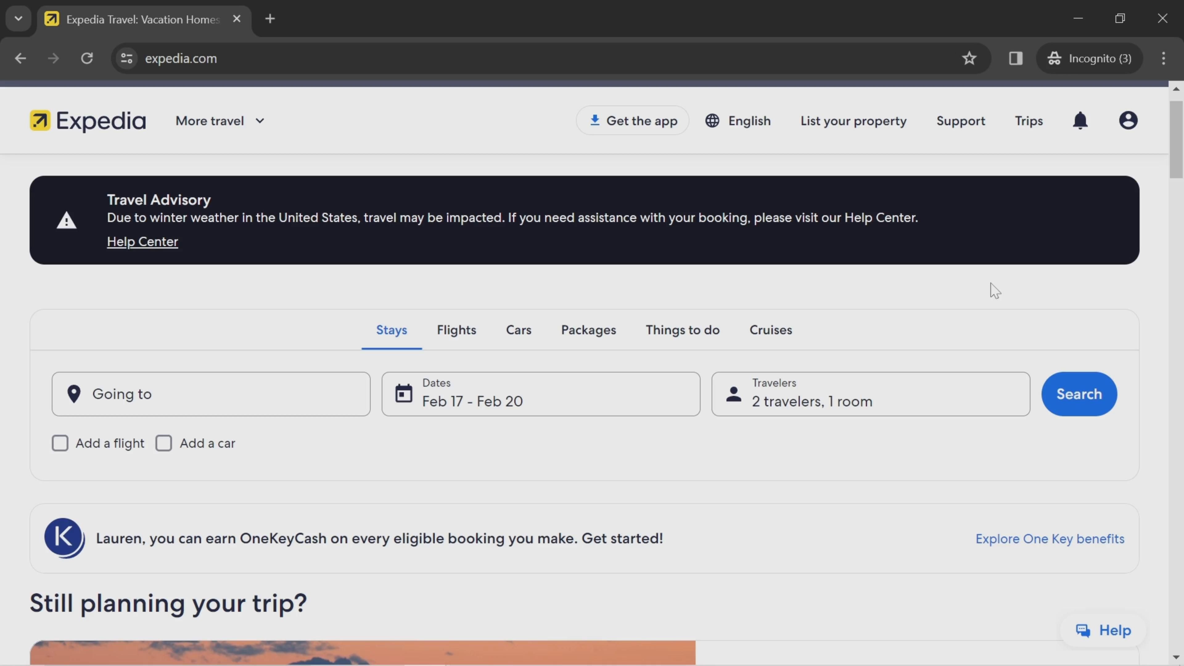 Expedia screenshot