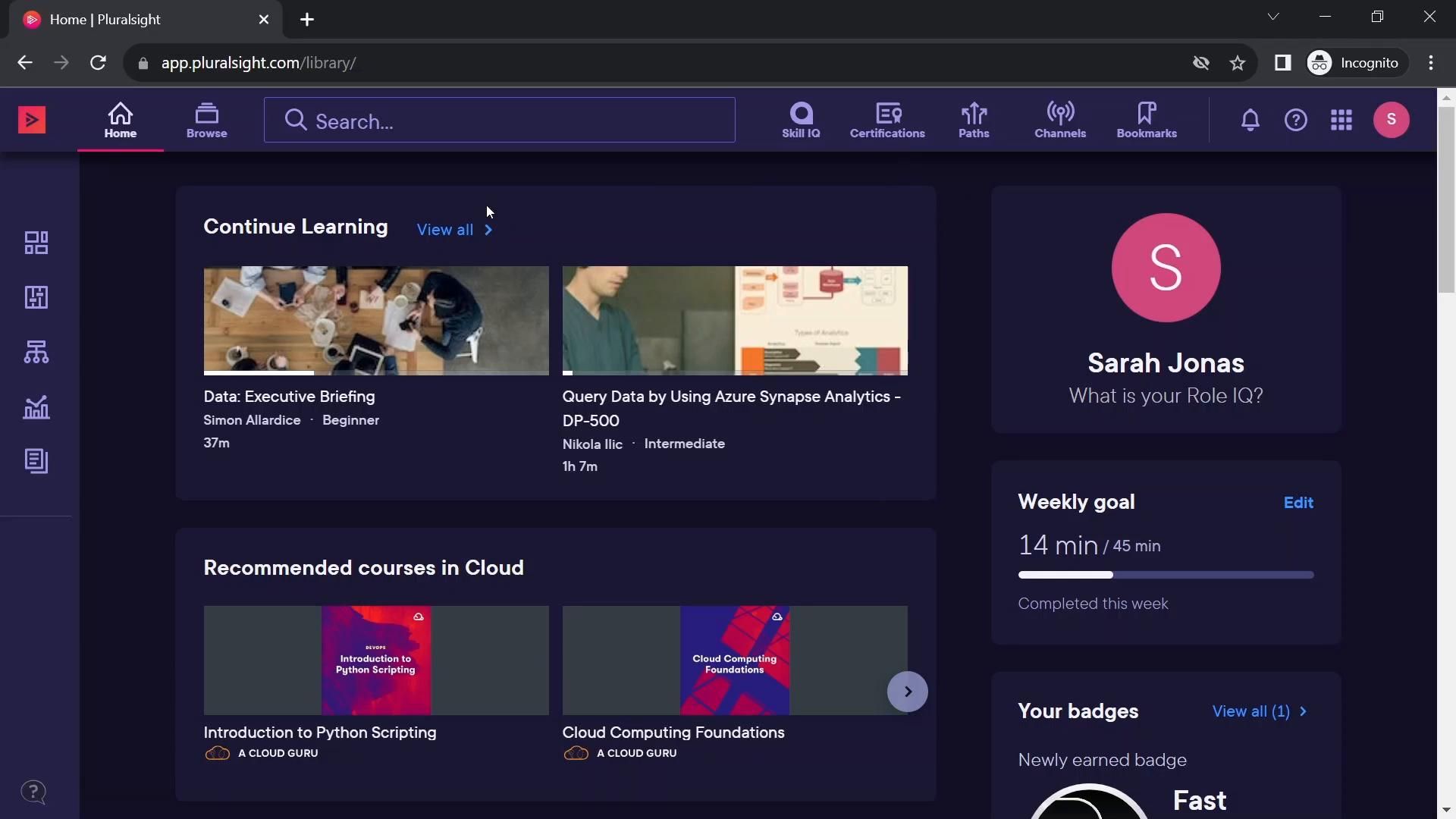 Pluralsight screenshot