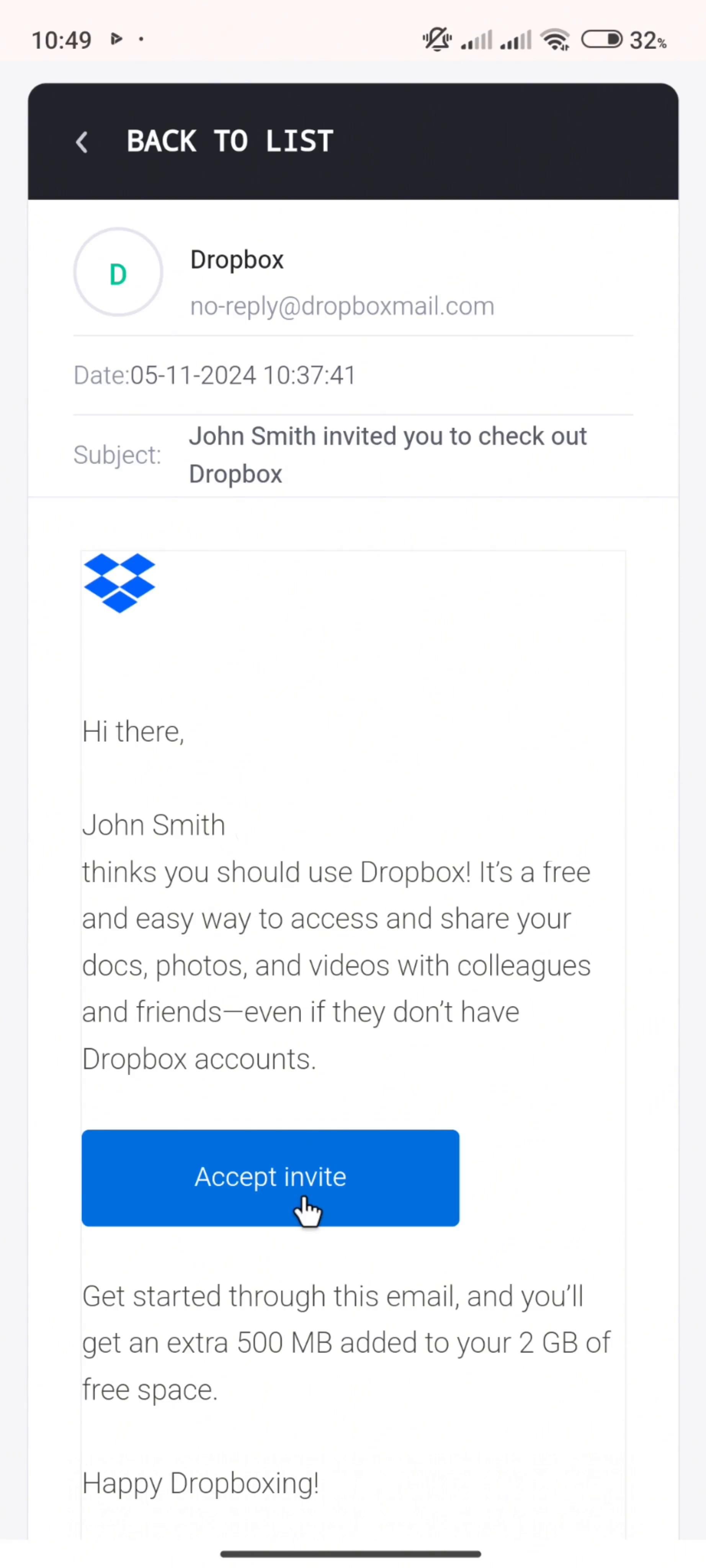Accepting an invite on Dropbox video thumbnail