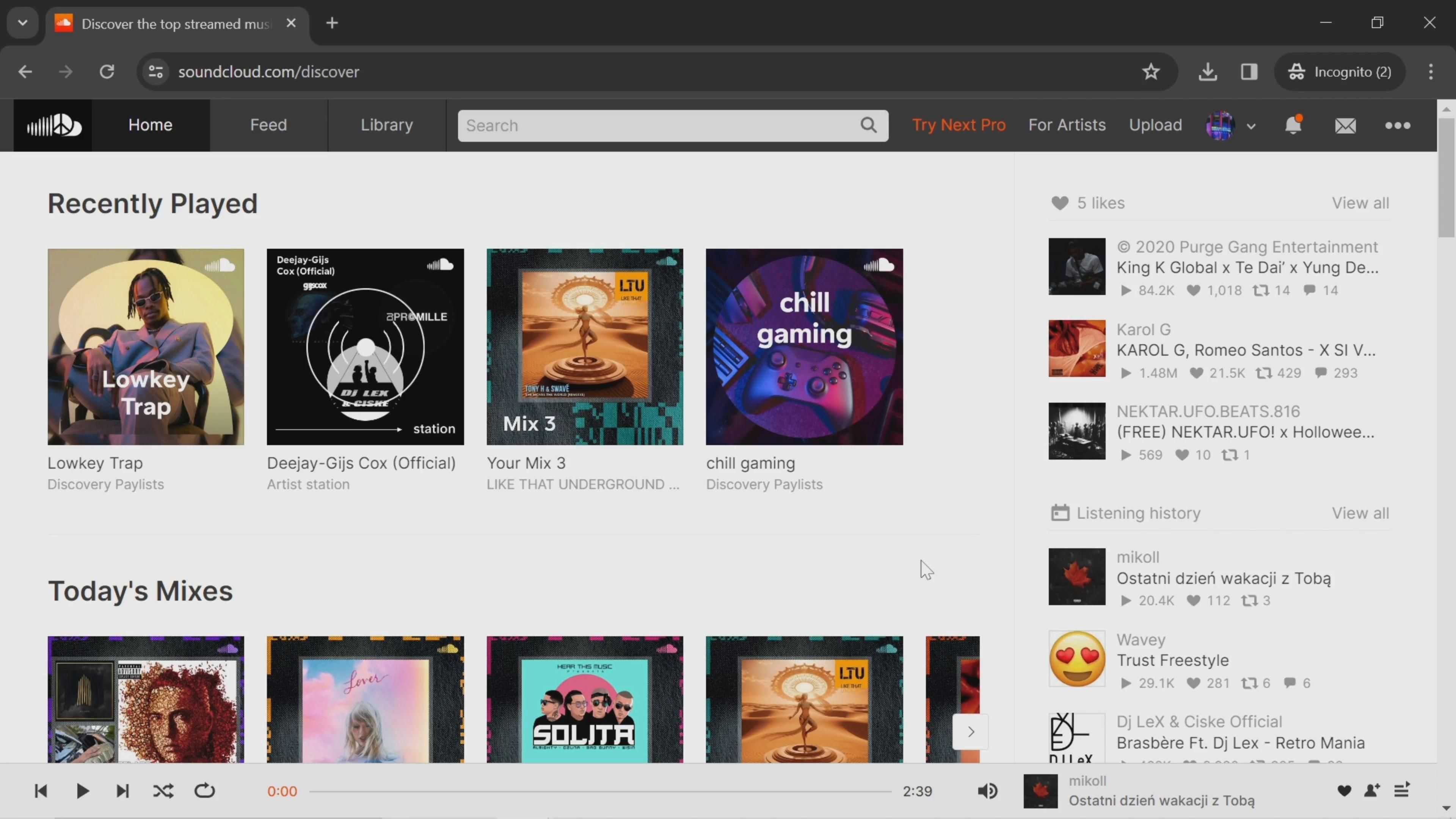 Settings on SoundCloud video thumbnail