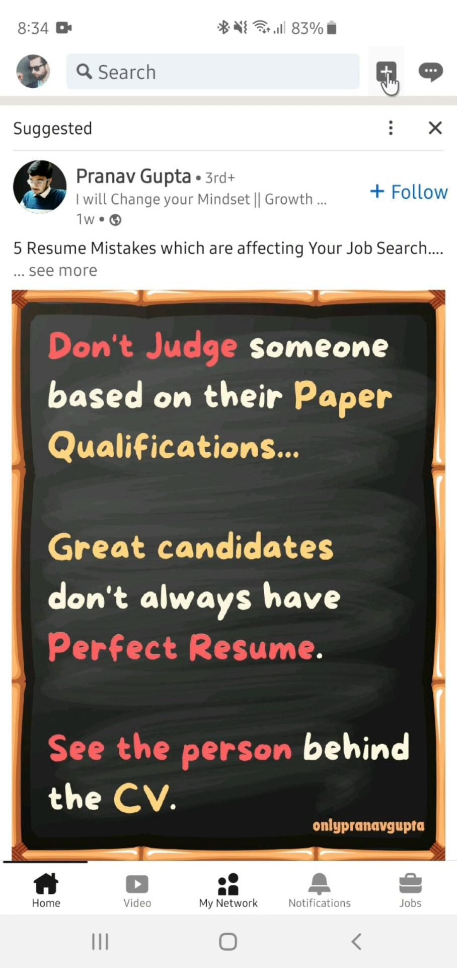 Creating a post on LinkedIn video thumbnail