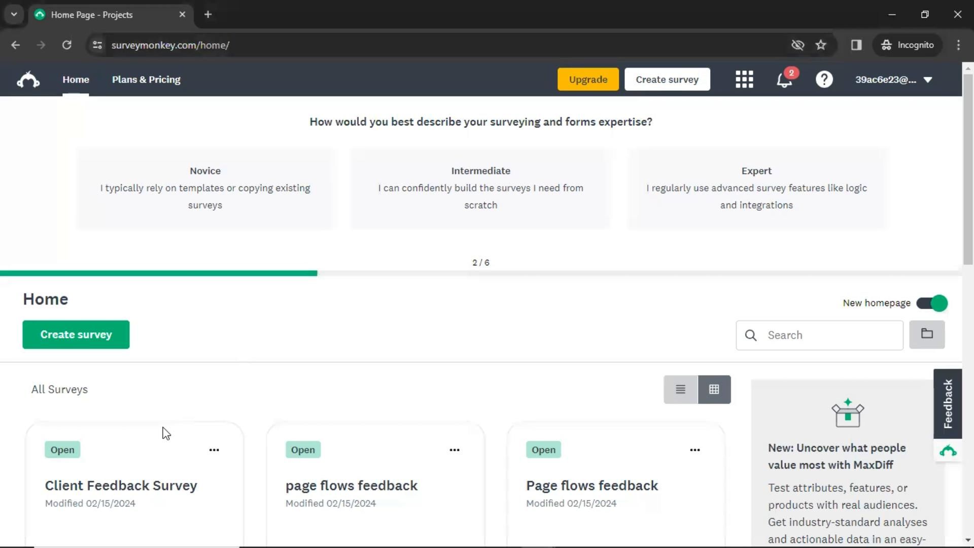 SurveyMonkey screenshot