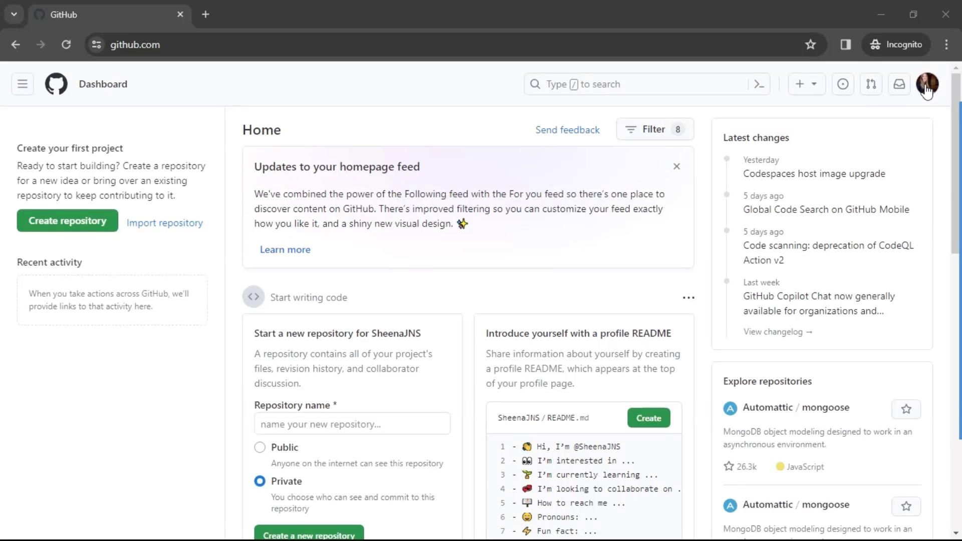 GitHub screenshot