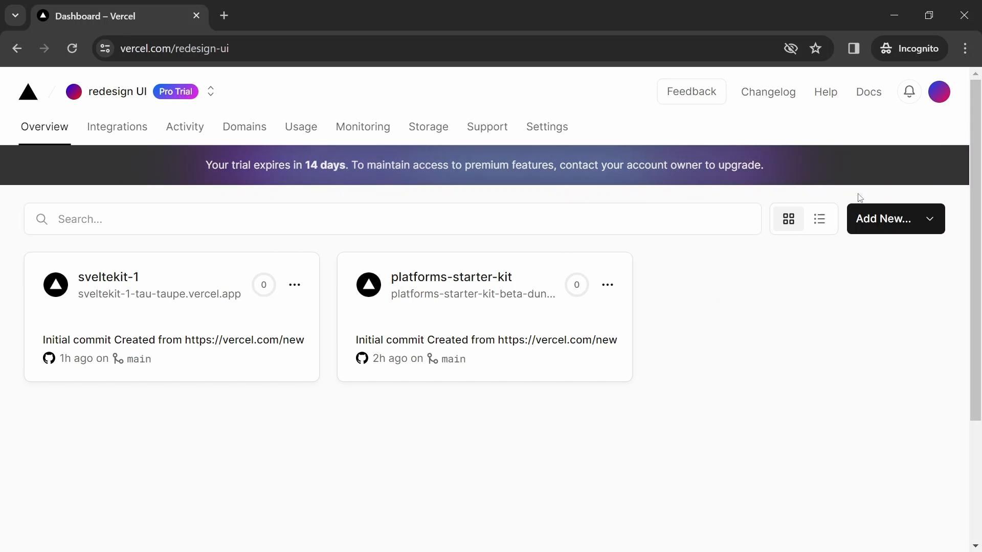 Vercel screenshot
