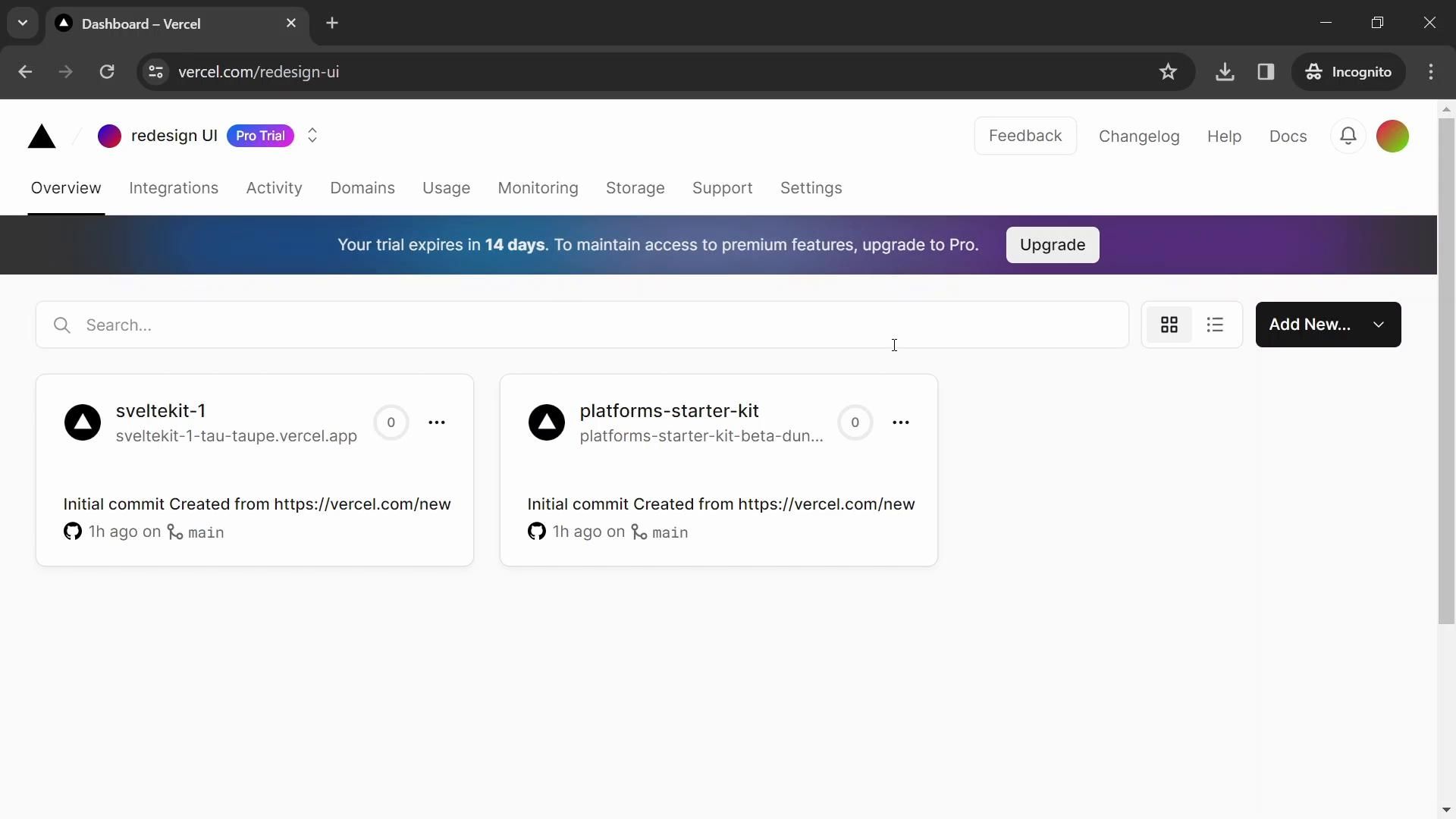 Vercel screenshot