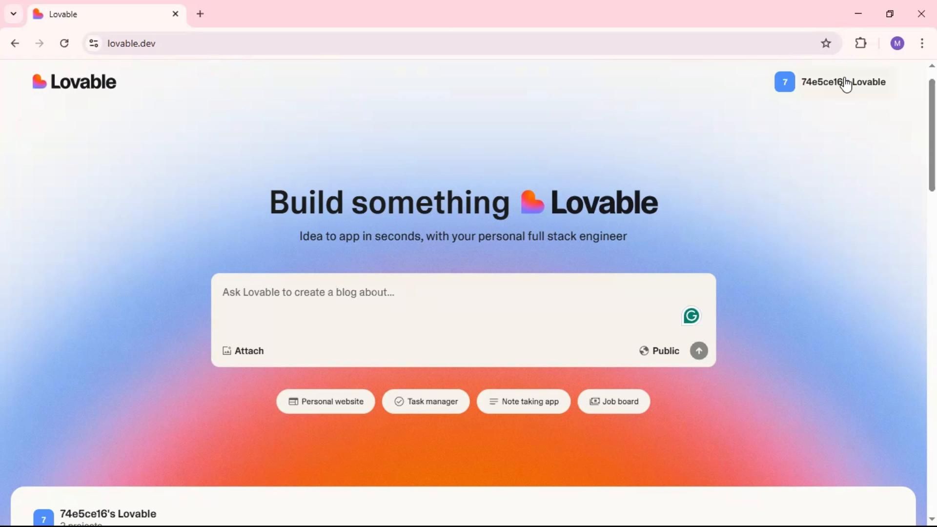 Editing workspace on Lovable video thumbnail