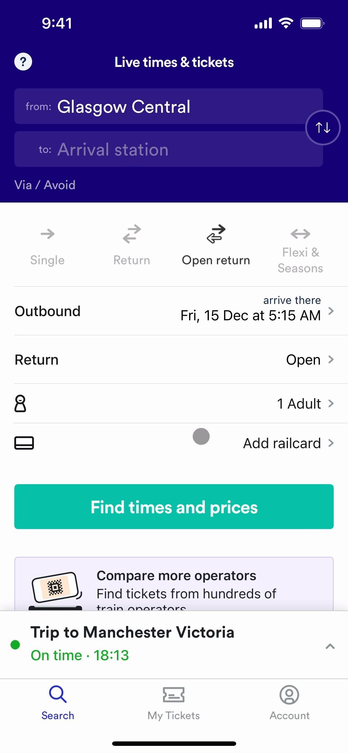 Trainline screenshot