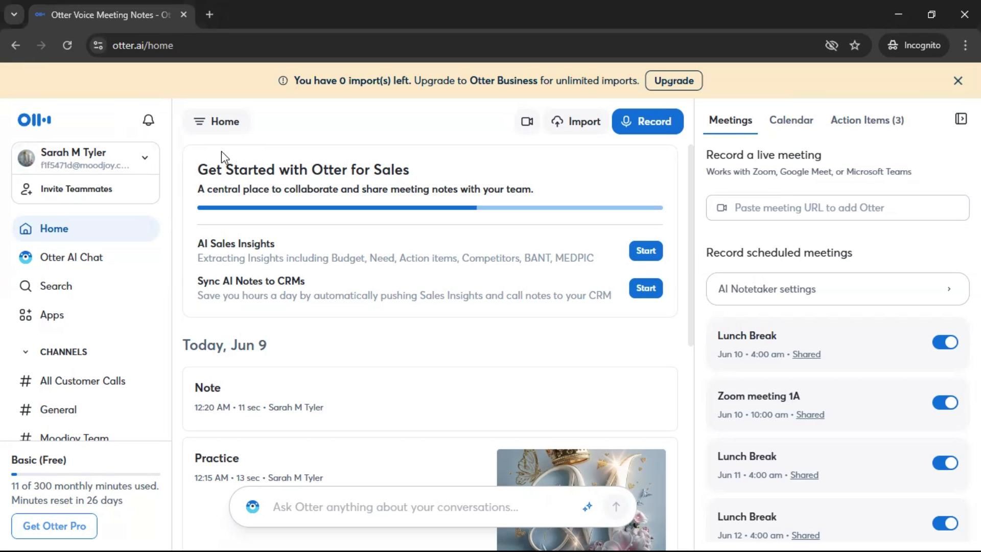 General browsing on Otter.ai video thumbnail