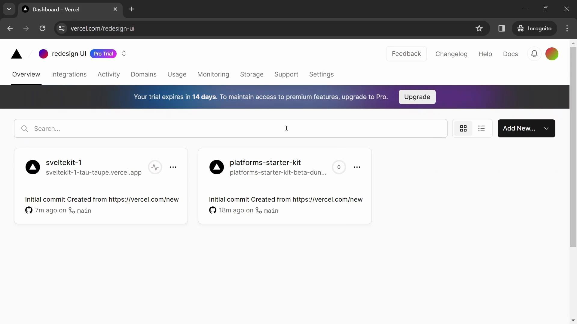 Vercel screenshot