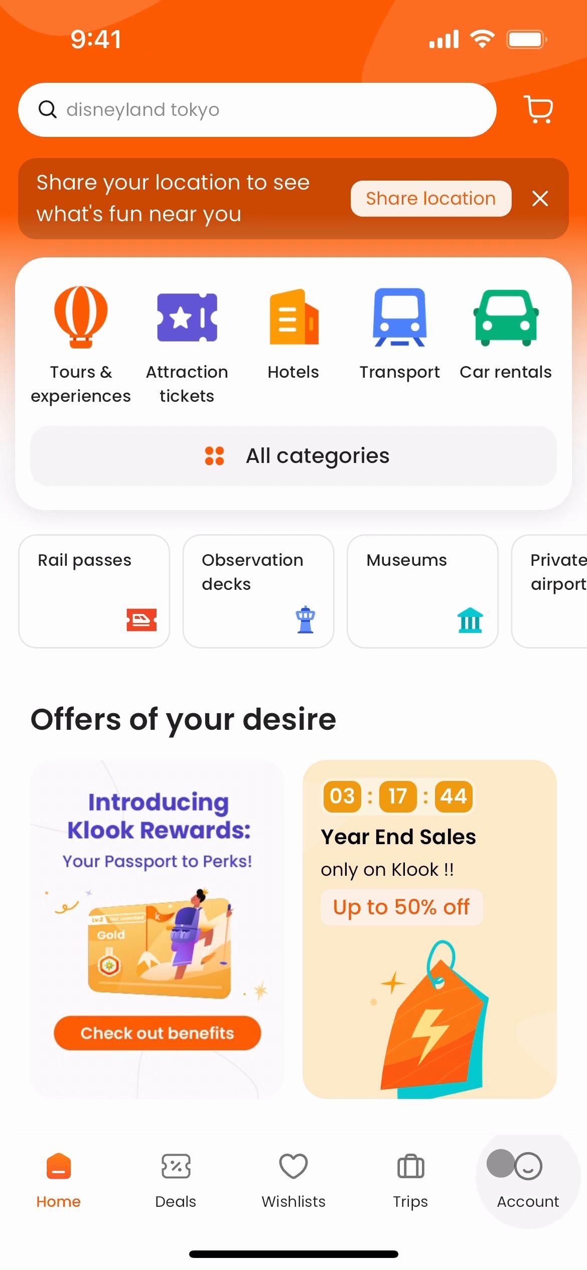 Klook screenshot