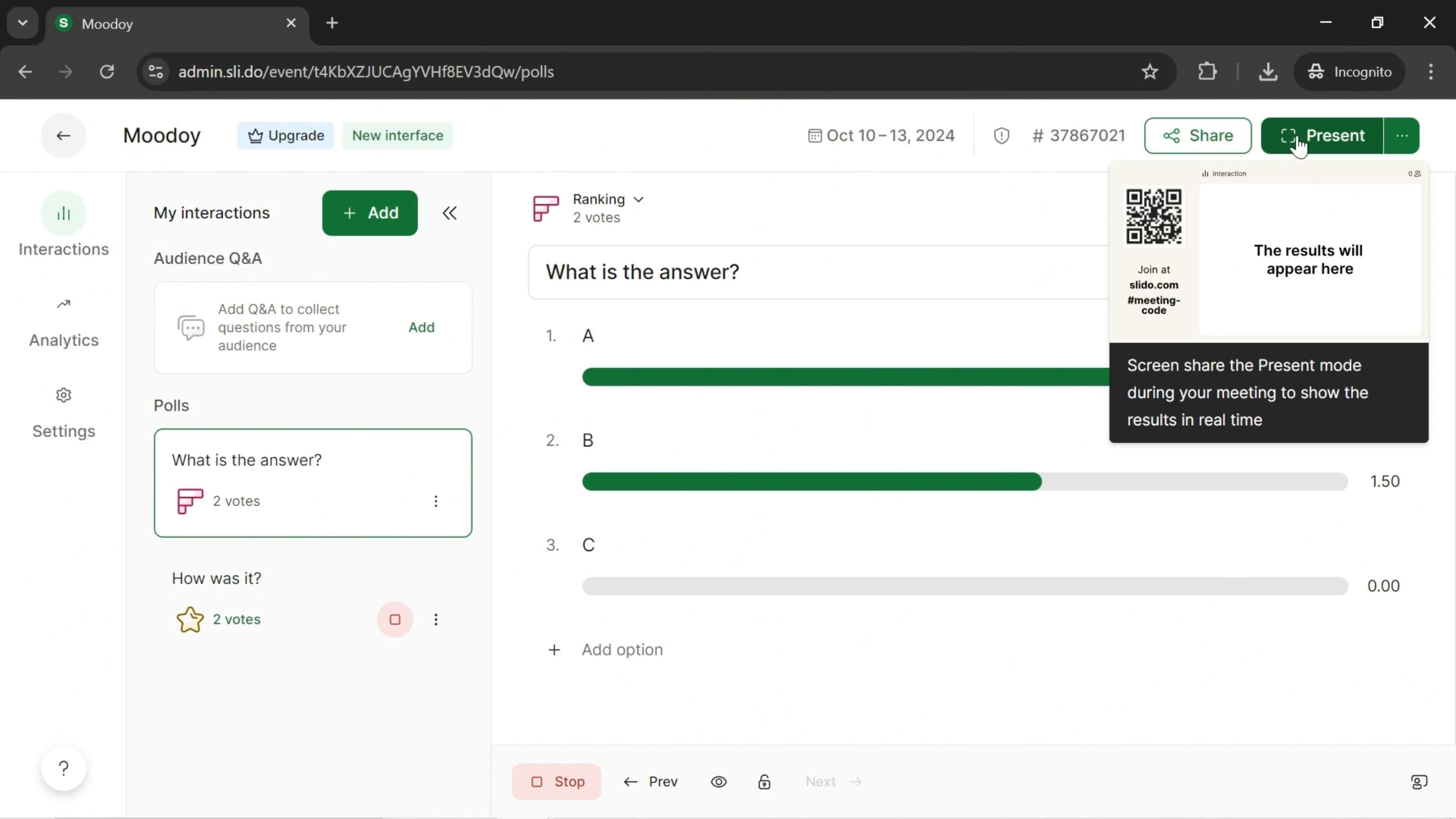 Slido screenshot