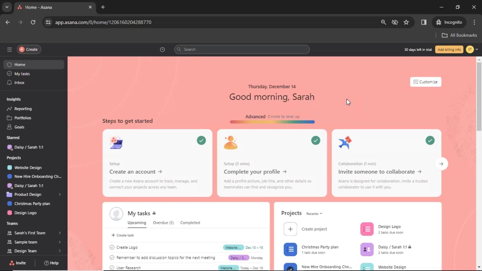 Asana screenshot