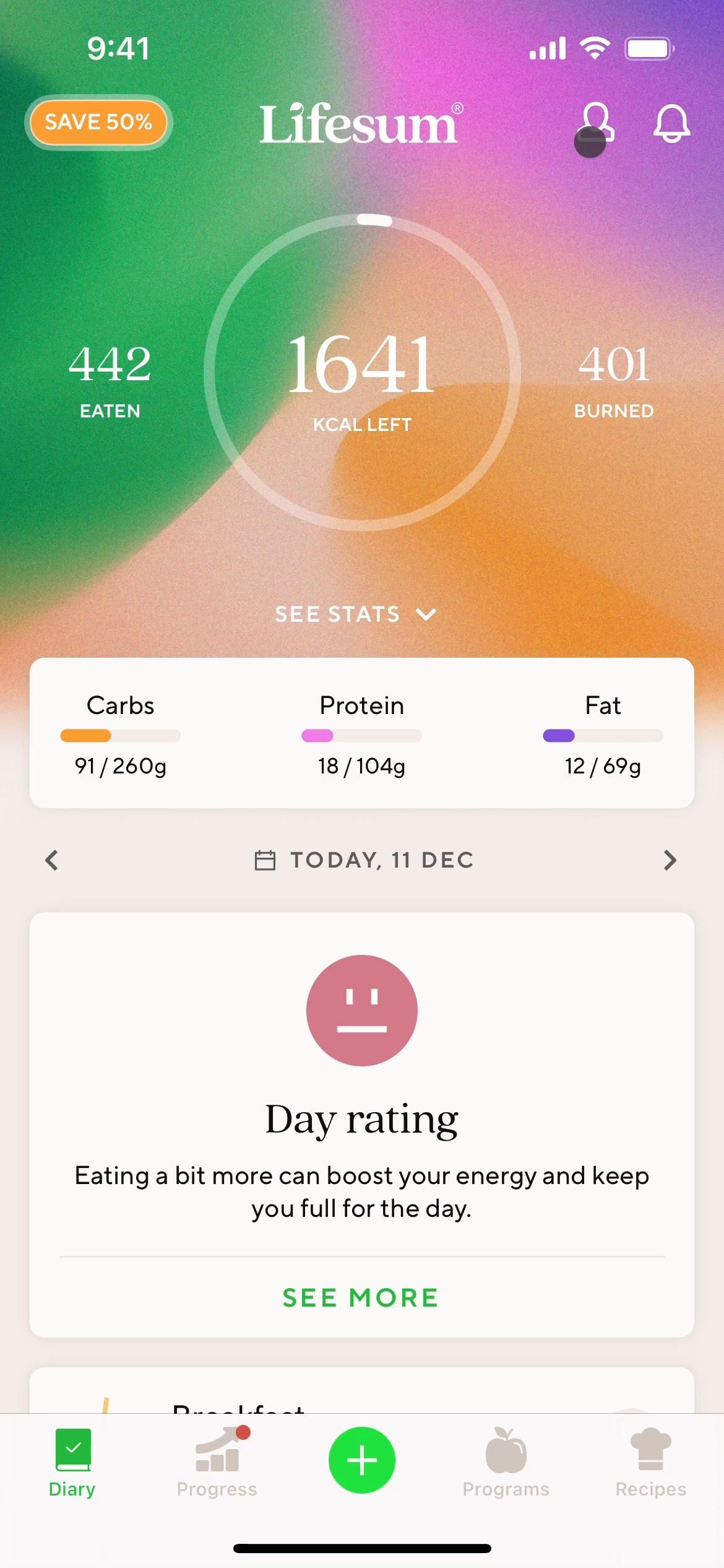 Lifesum screenshot