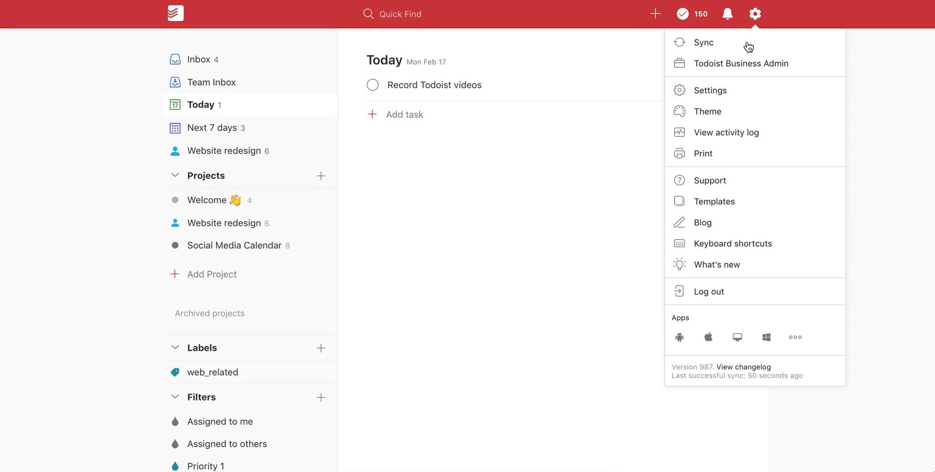 Todoist screenshot