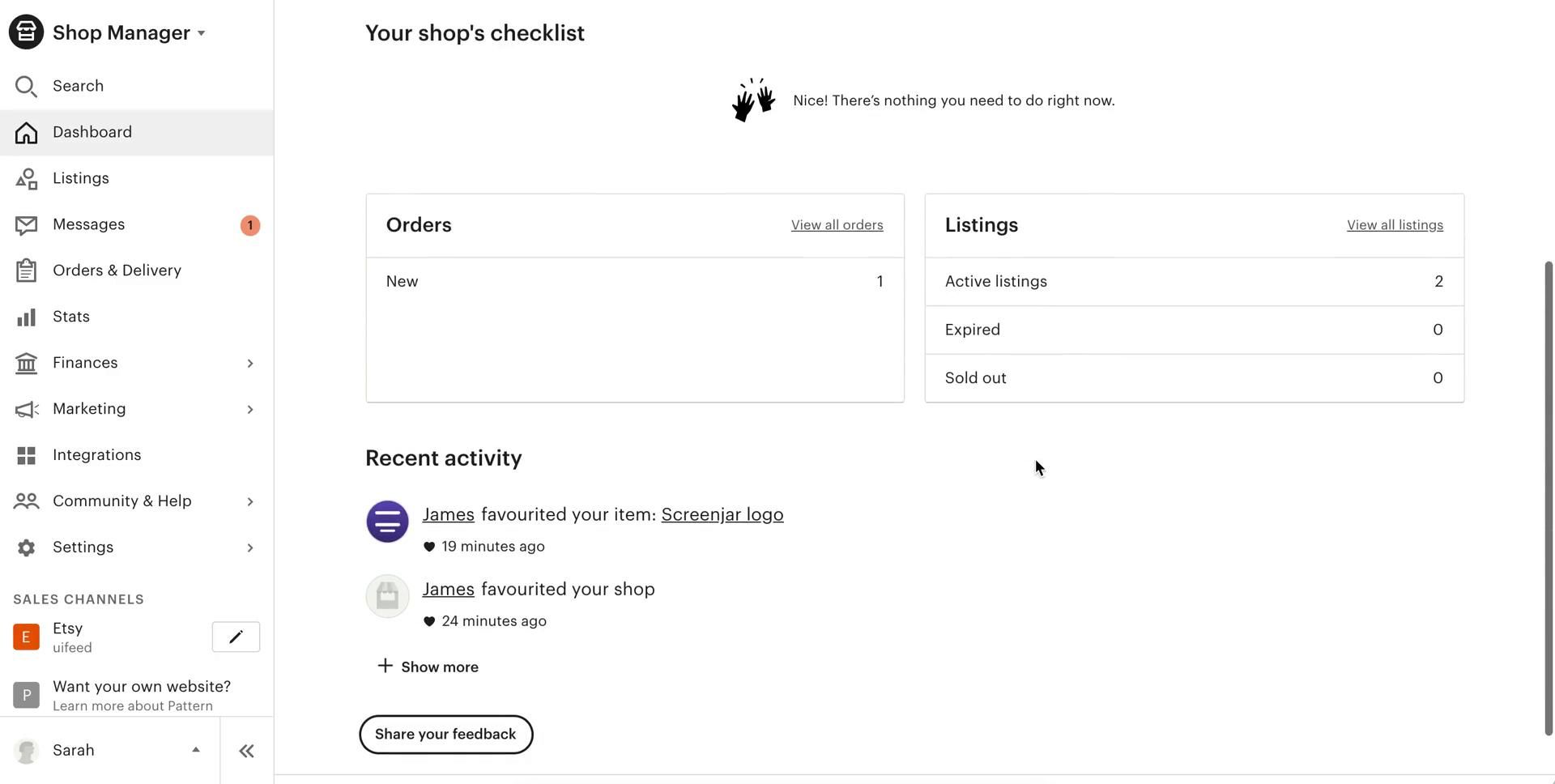 Etsy screenshot