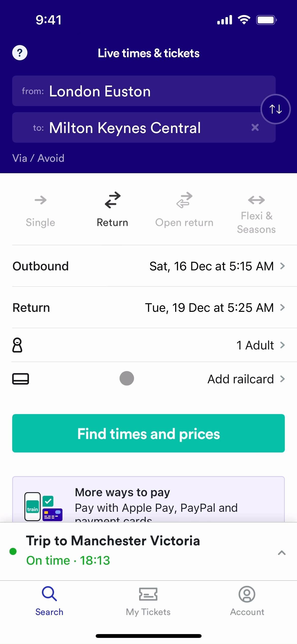 Trainline screenshot