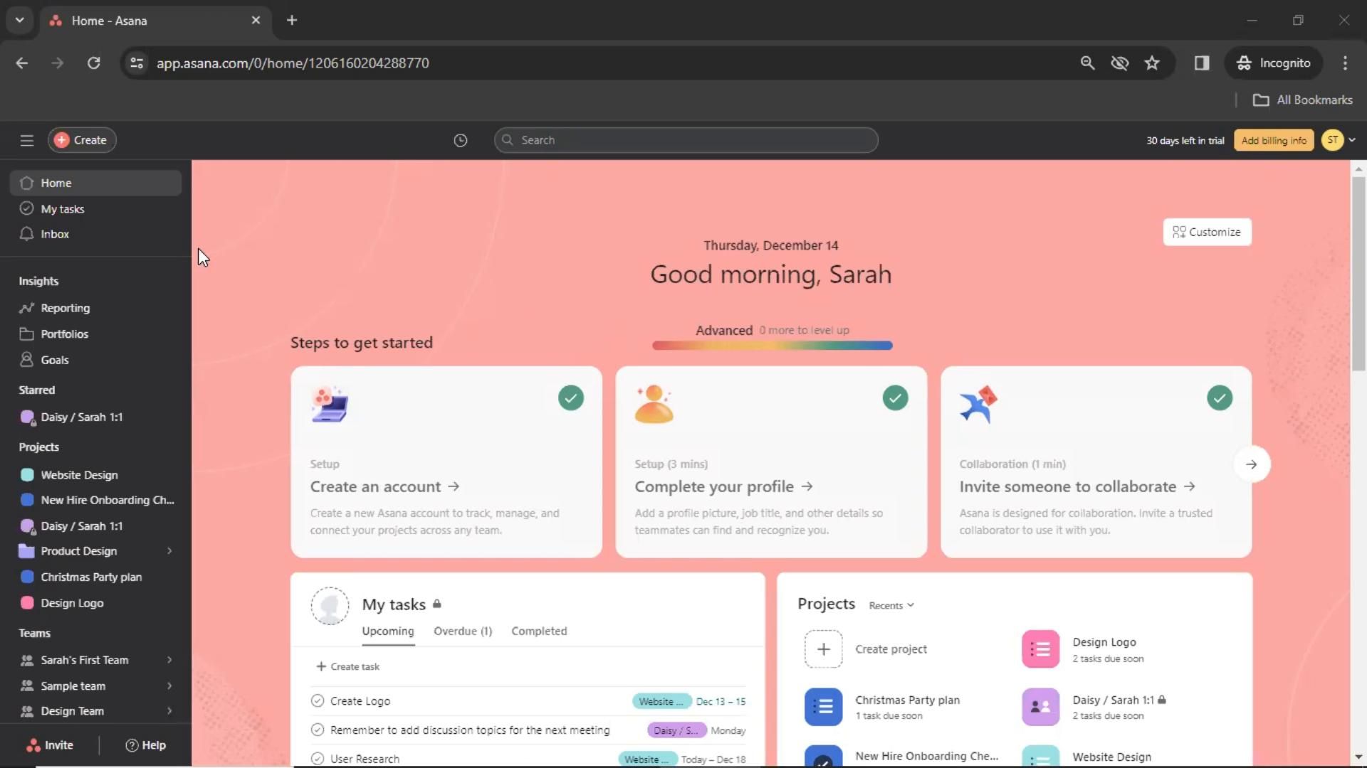 Asana screenshot
