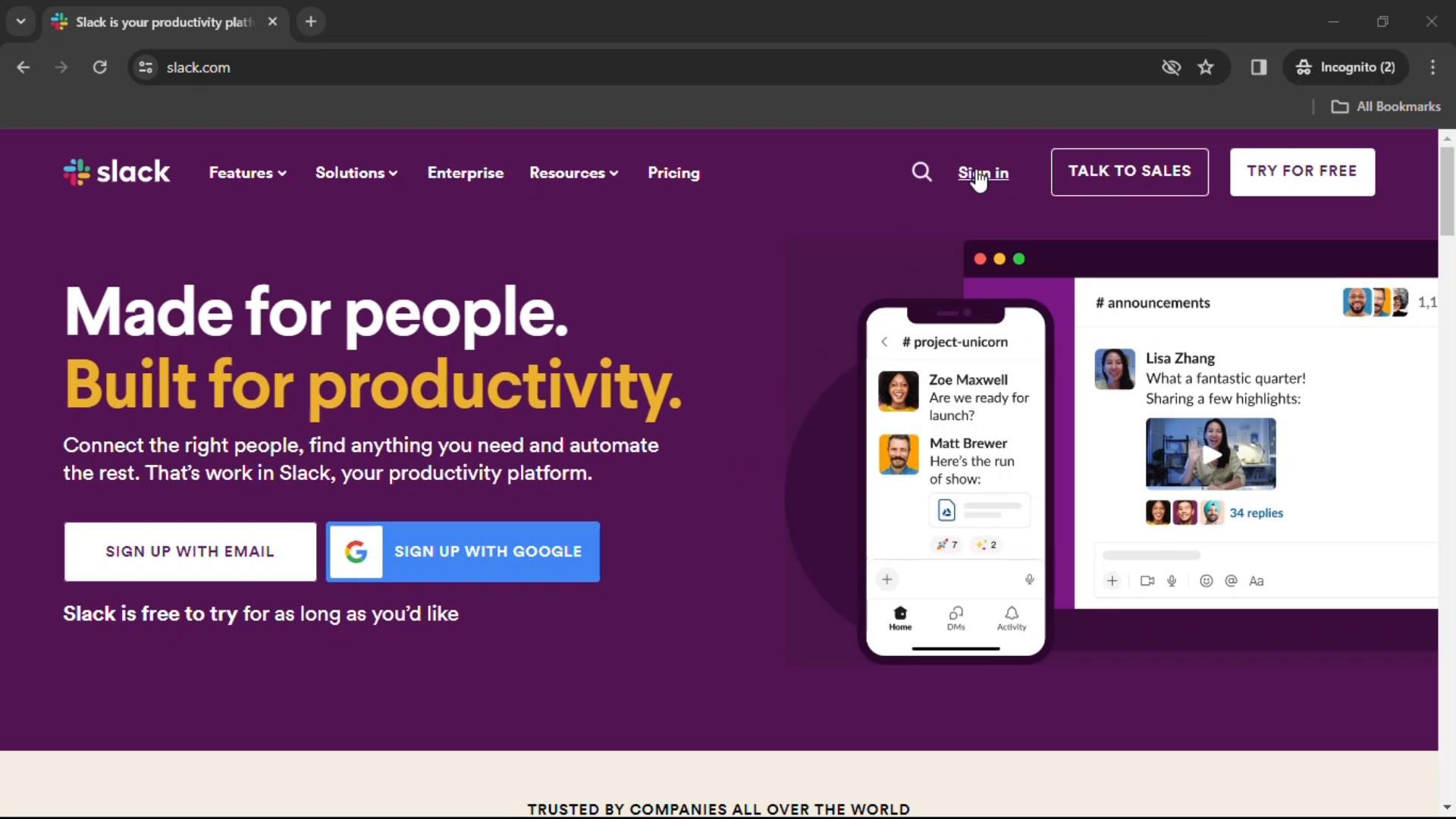 Slack screenshot