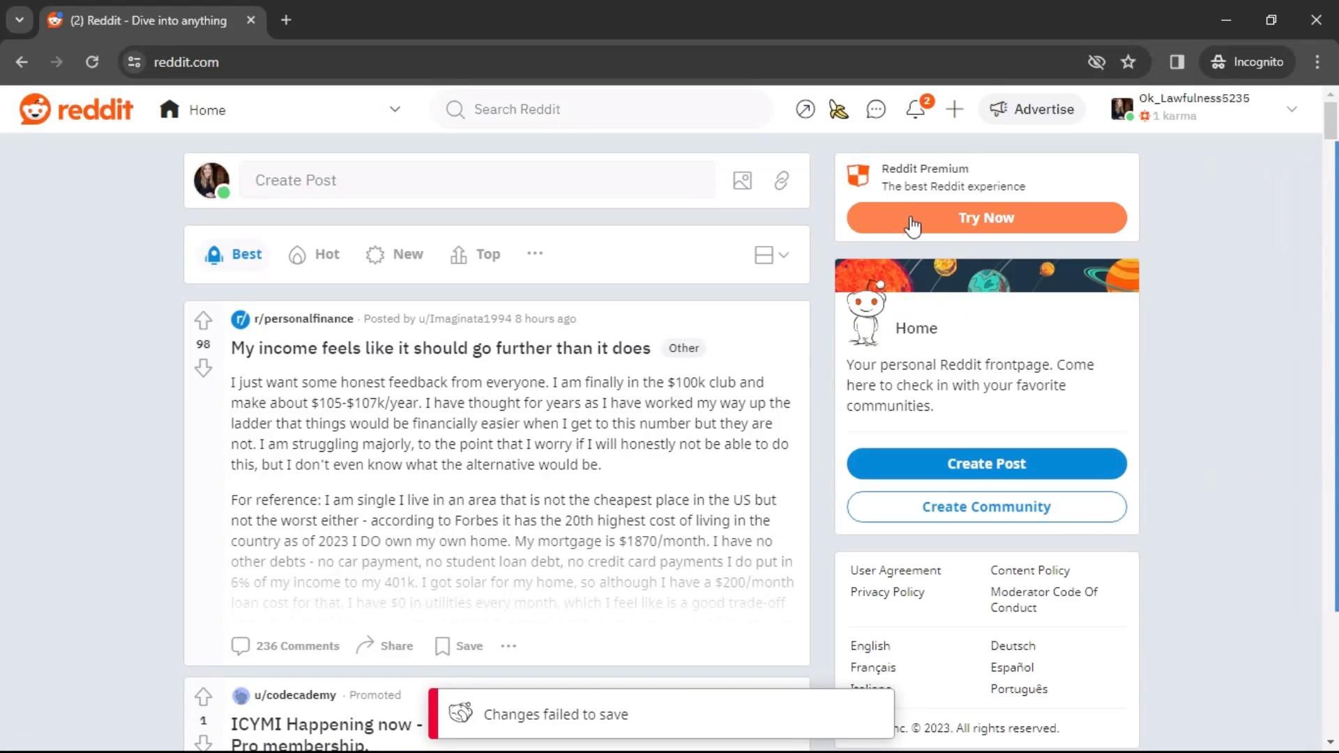 Reddit screenshot