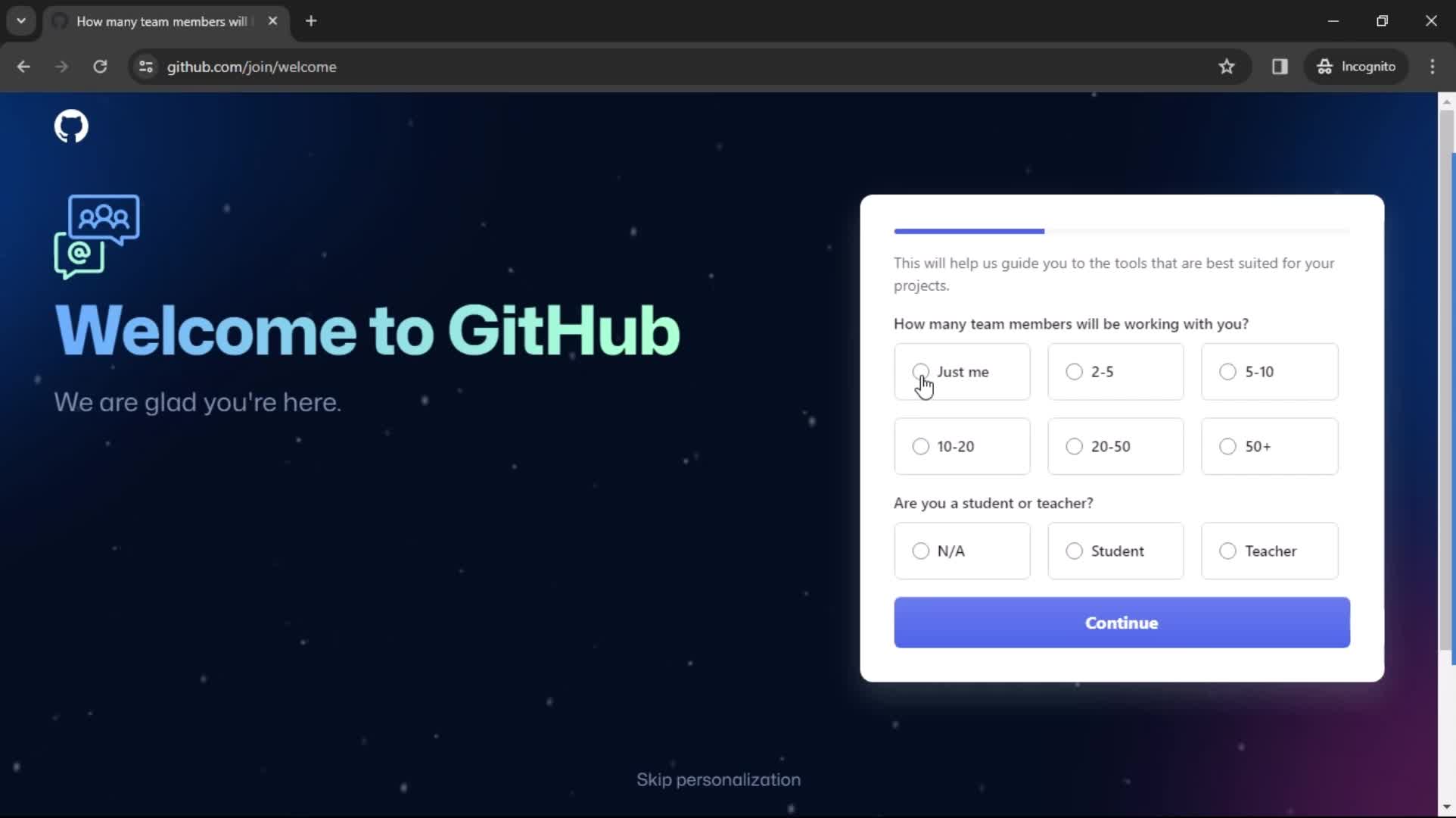 Onboarding screenshot