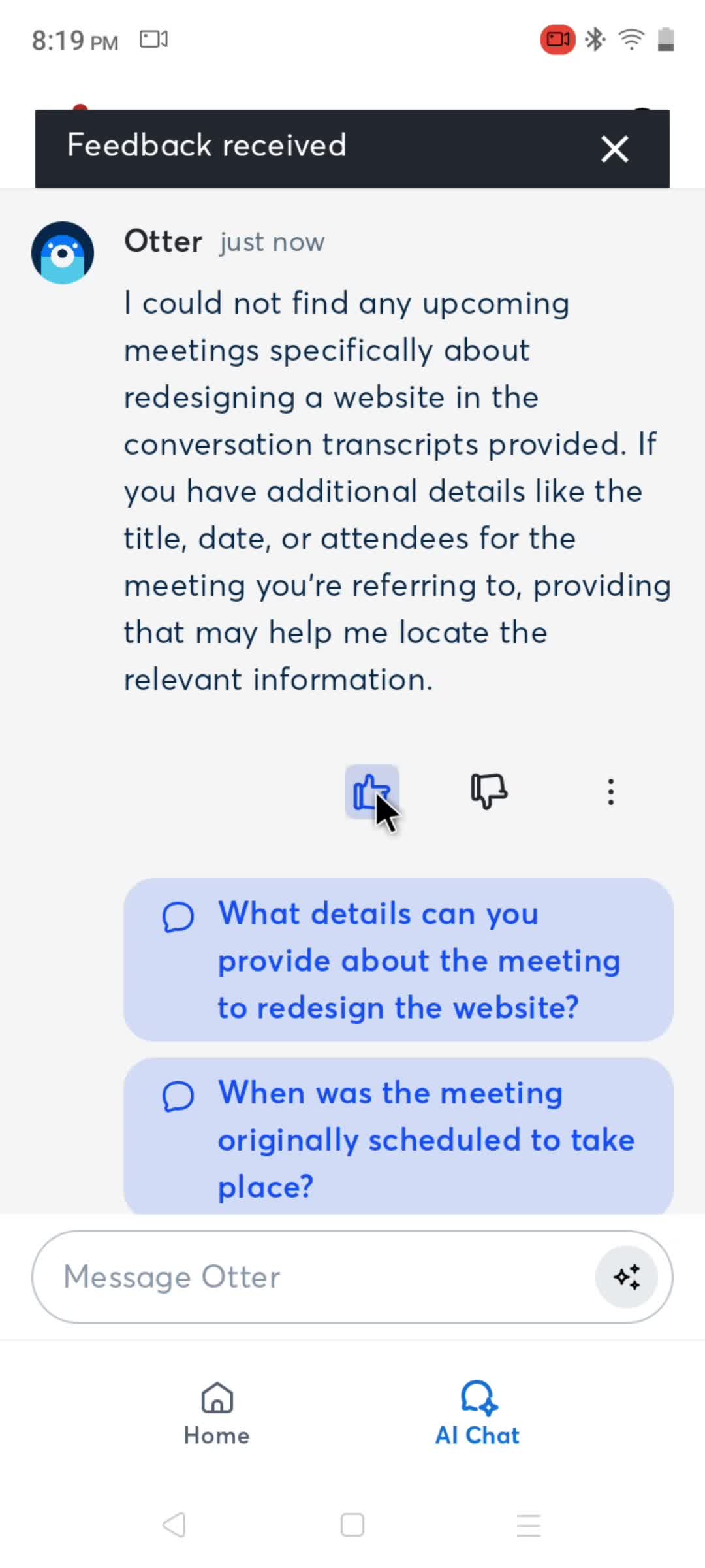 AI chat screenshot