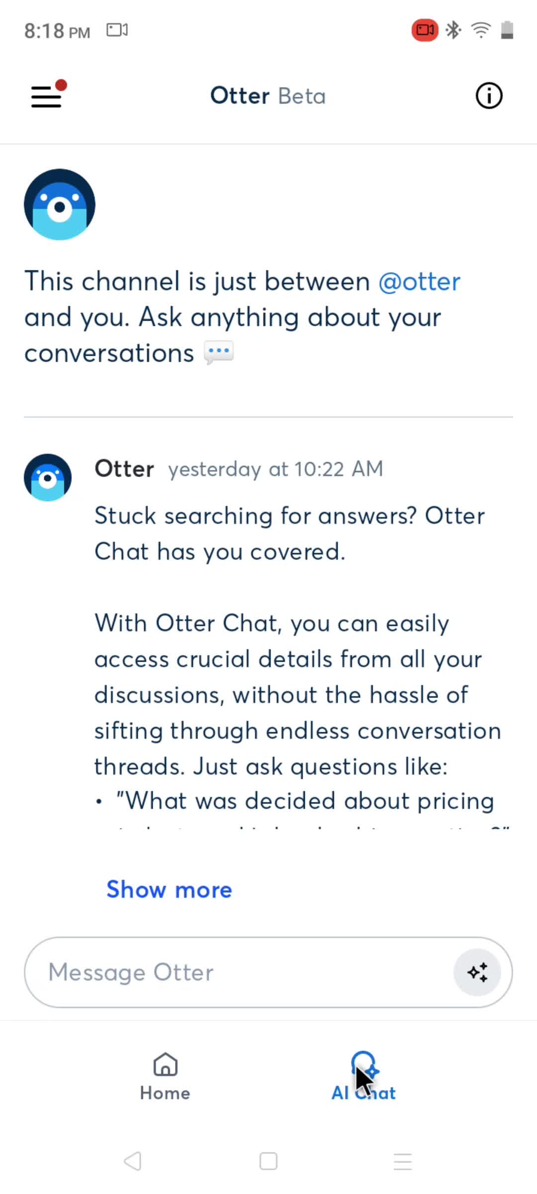 AI chat on Otter.ai video thumbnail