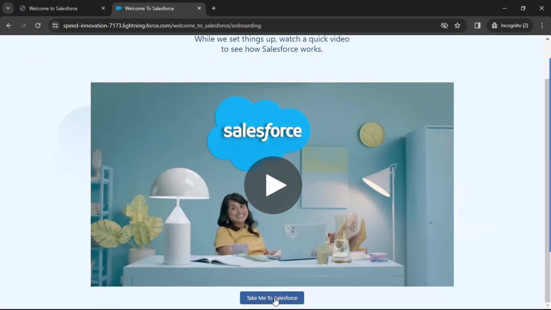 Salesforce welcome video screenshot