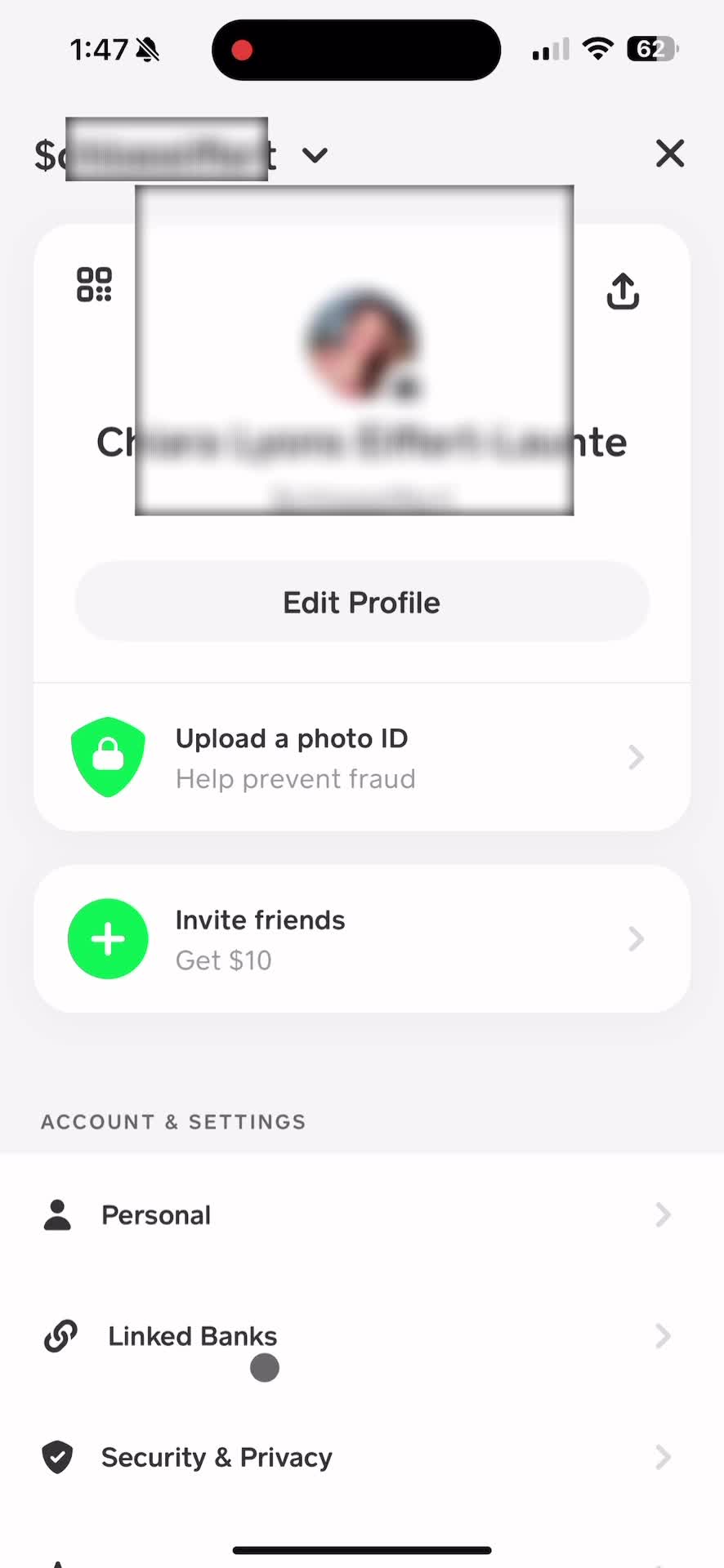 Account settings on Cash App video thumbnail