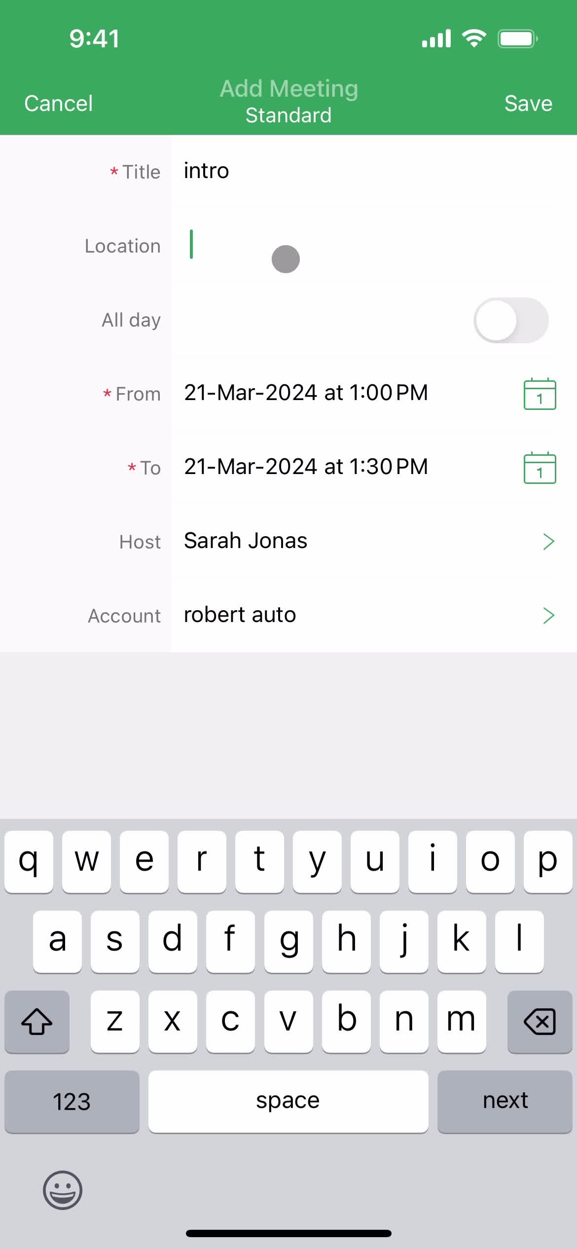 Adding an account screenshot