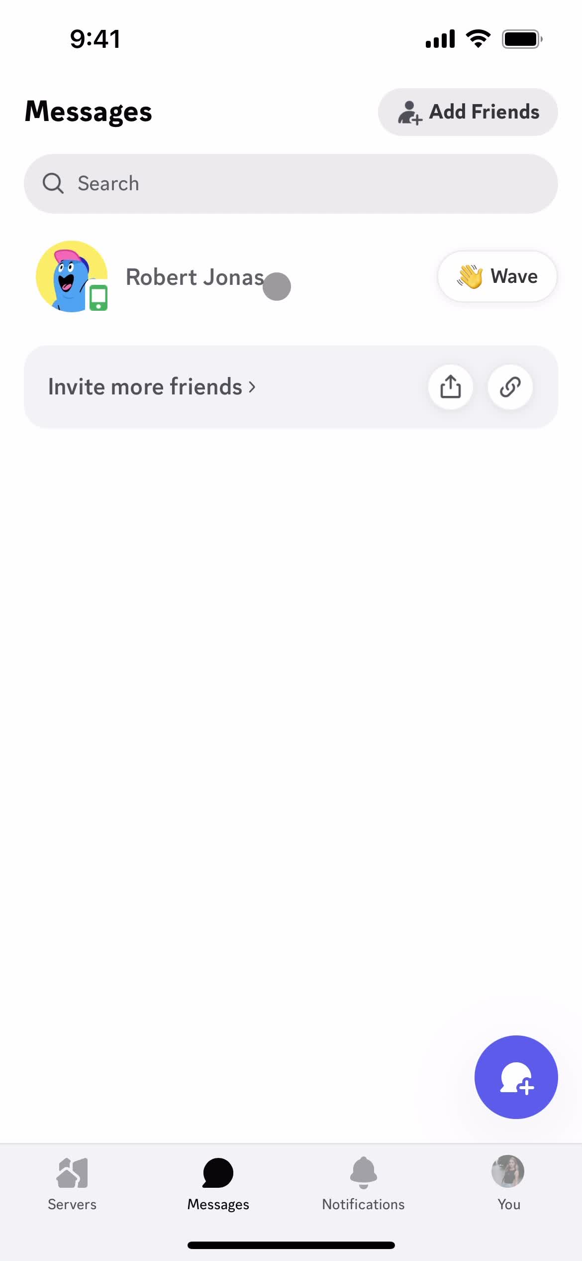 Adding a friend screenshot