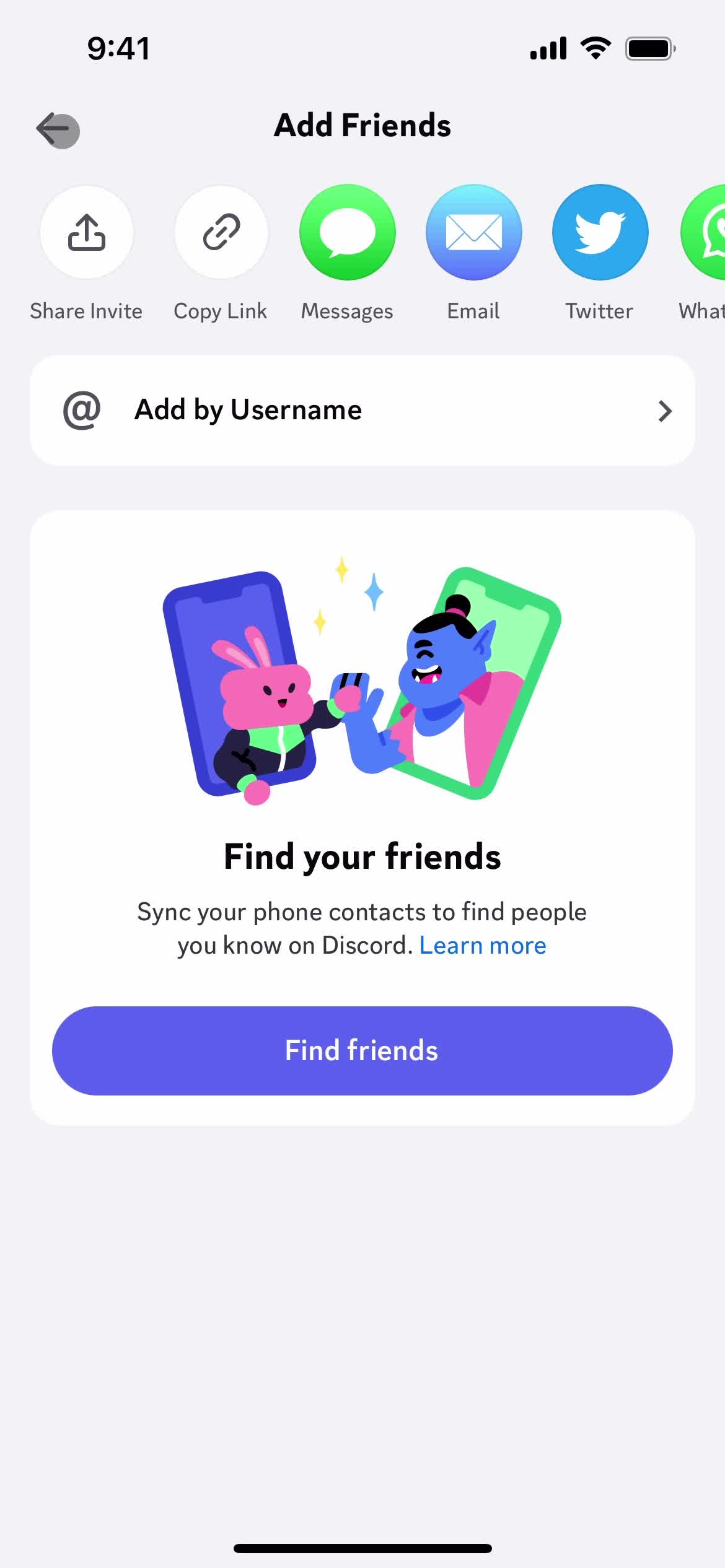 Adding a friend screenshot