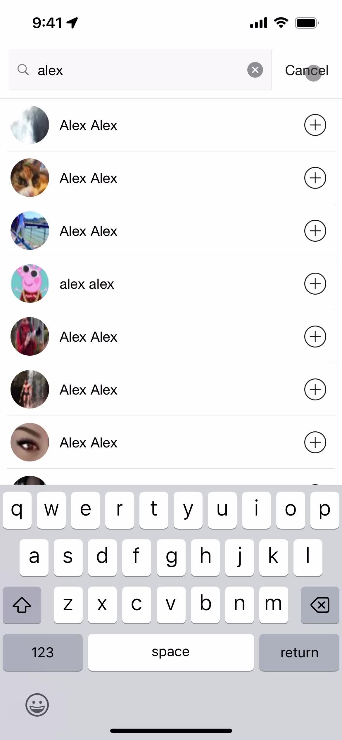 Adding a friend screenshot