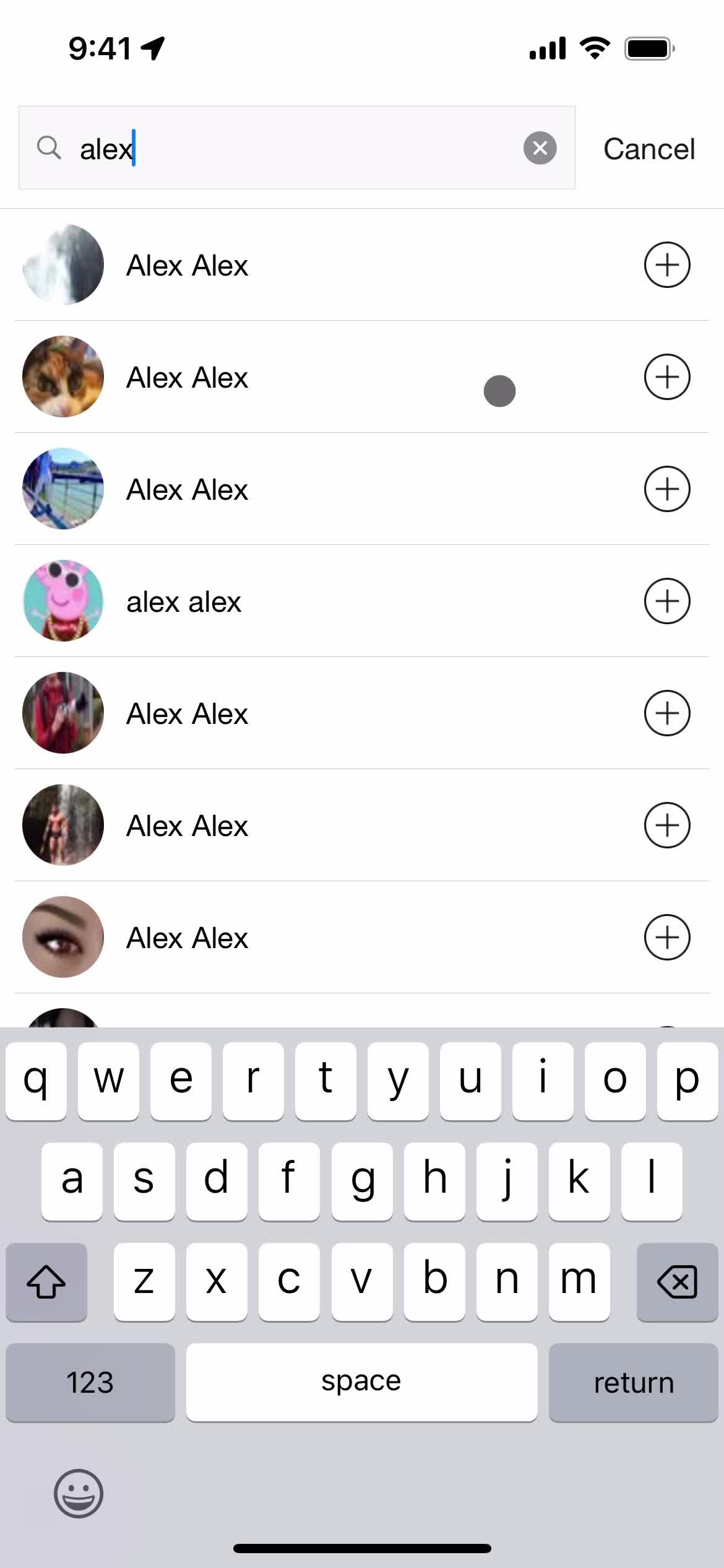 Adding a friend screenshot