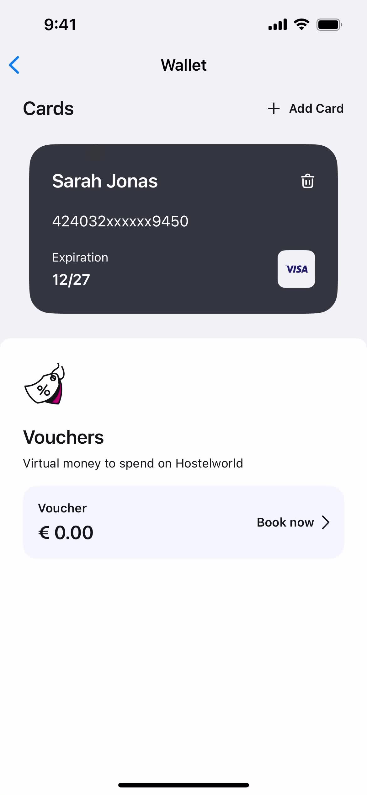 Adding payment details screenshot