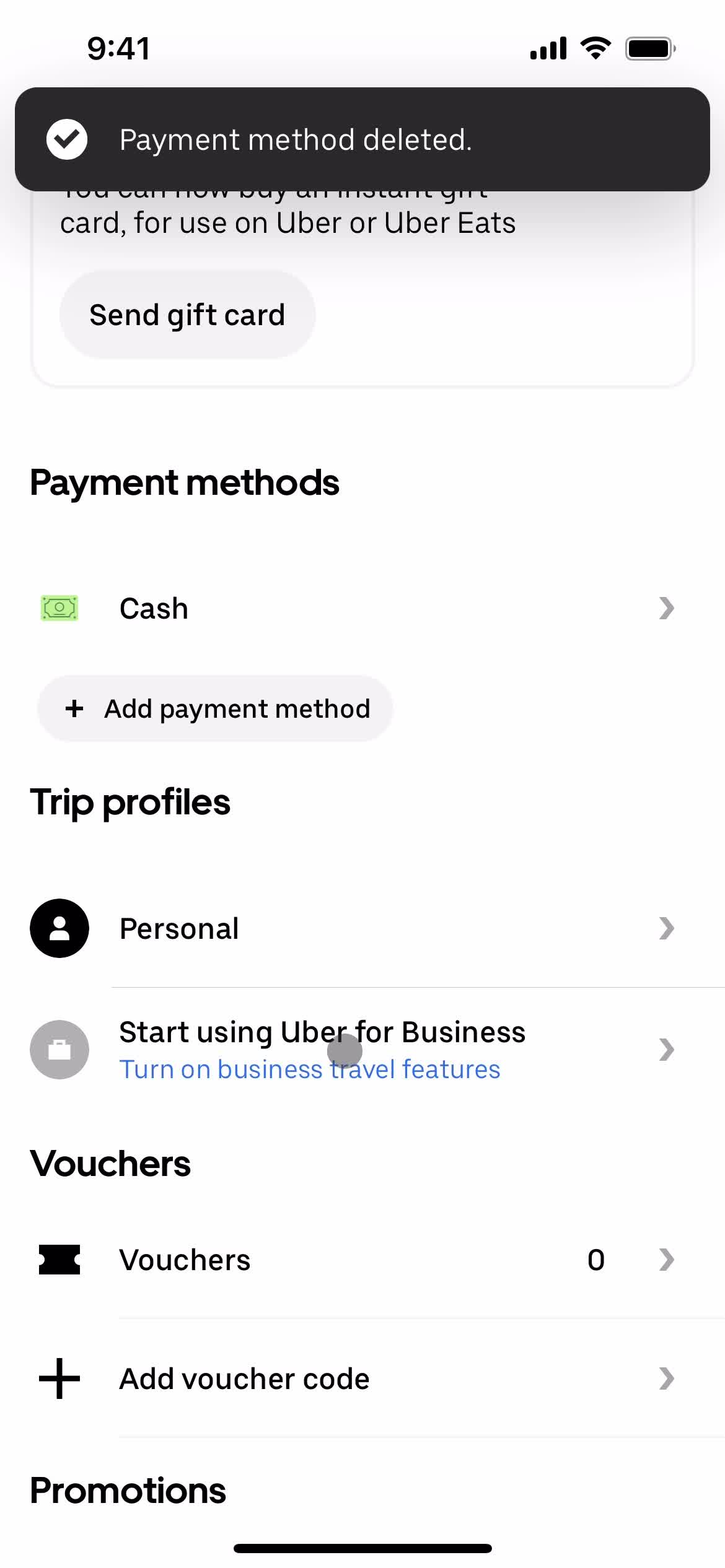 Adding payment details on Uber video thumbnail