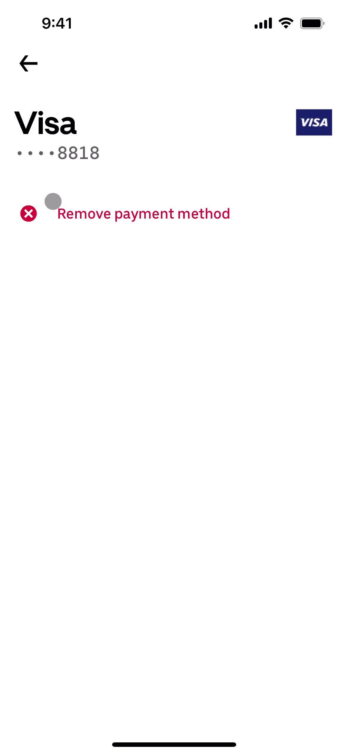 Adding payment details screenshot