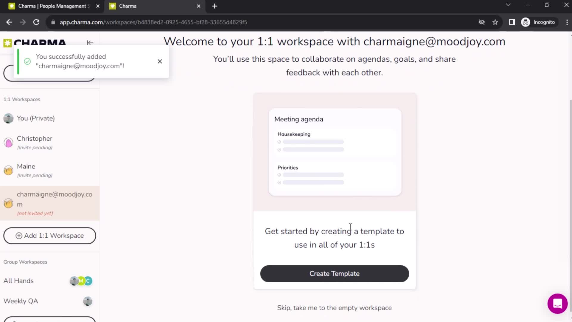 Adding 1-on-1 workspace screenshot