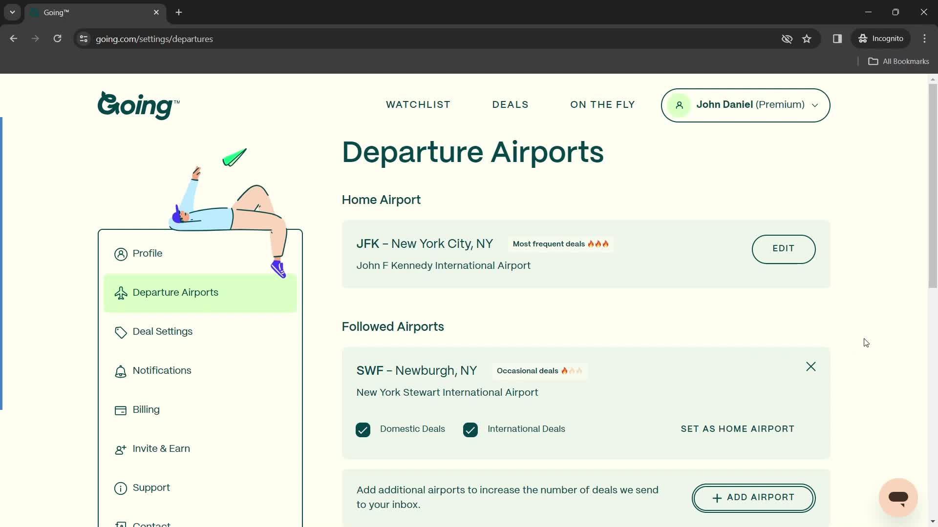 Adding airports screenshot