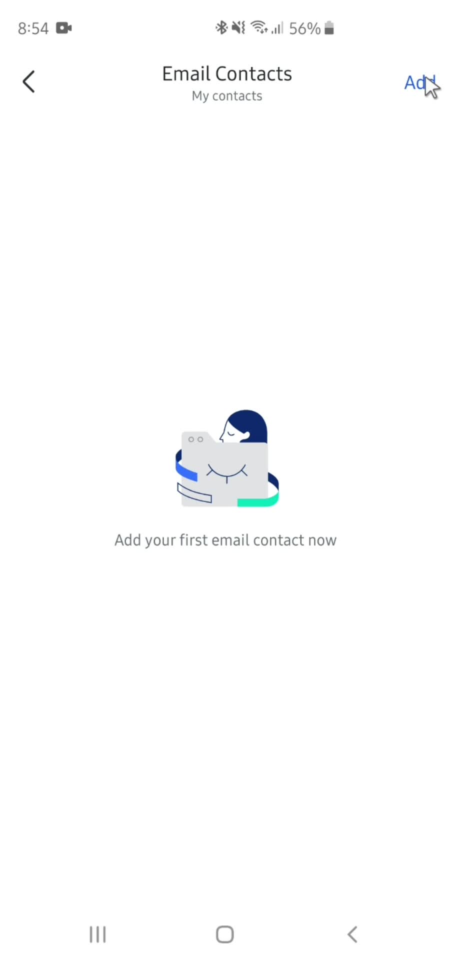 Adding email contact screenshot